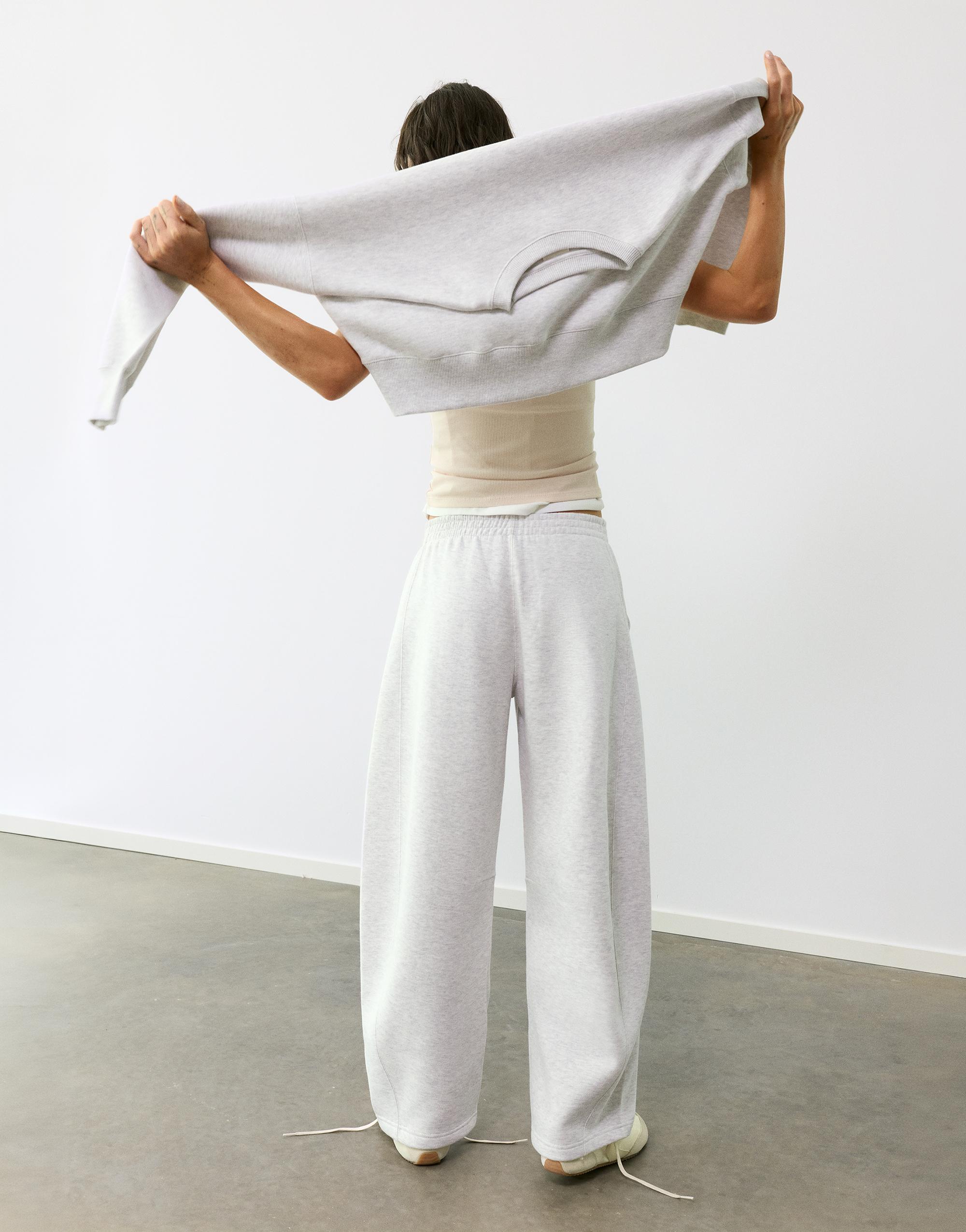 Barrel-leg joggers — Grey marl