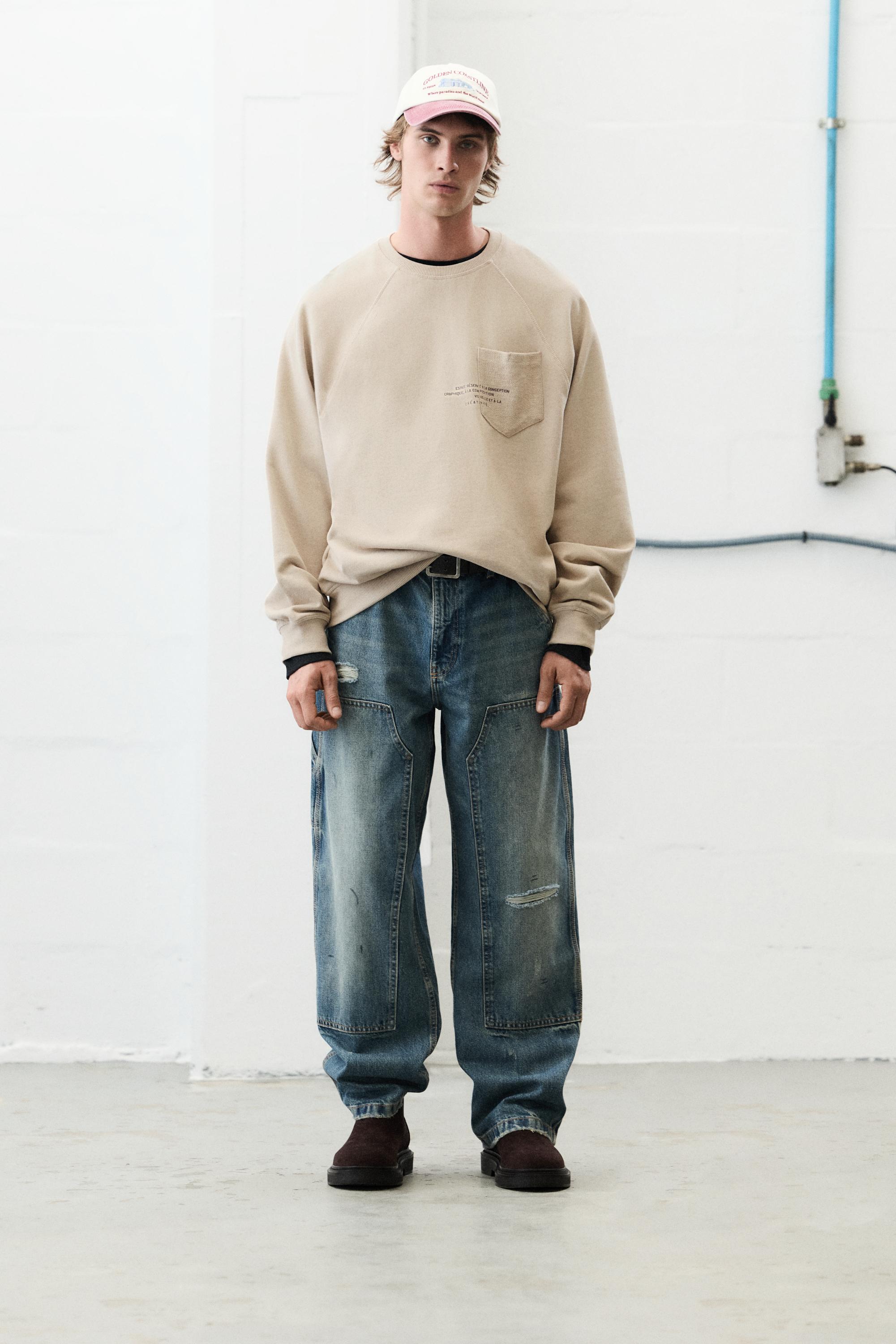 Pull&Bear Yazılı cepli sweatshirt görsel 2