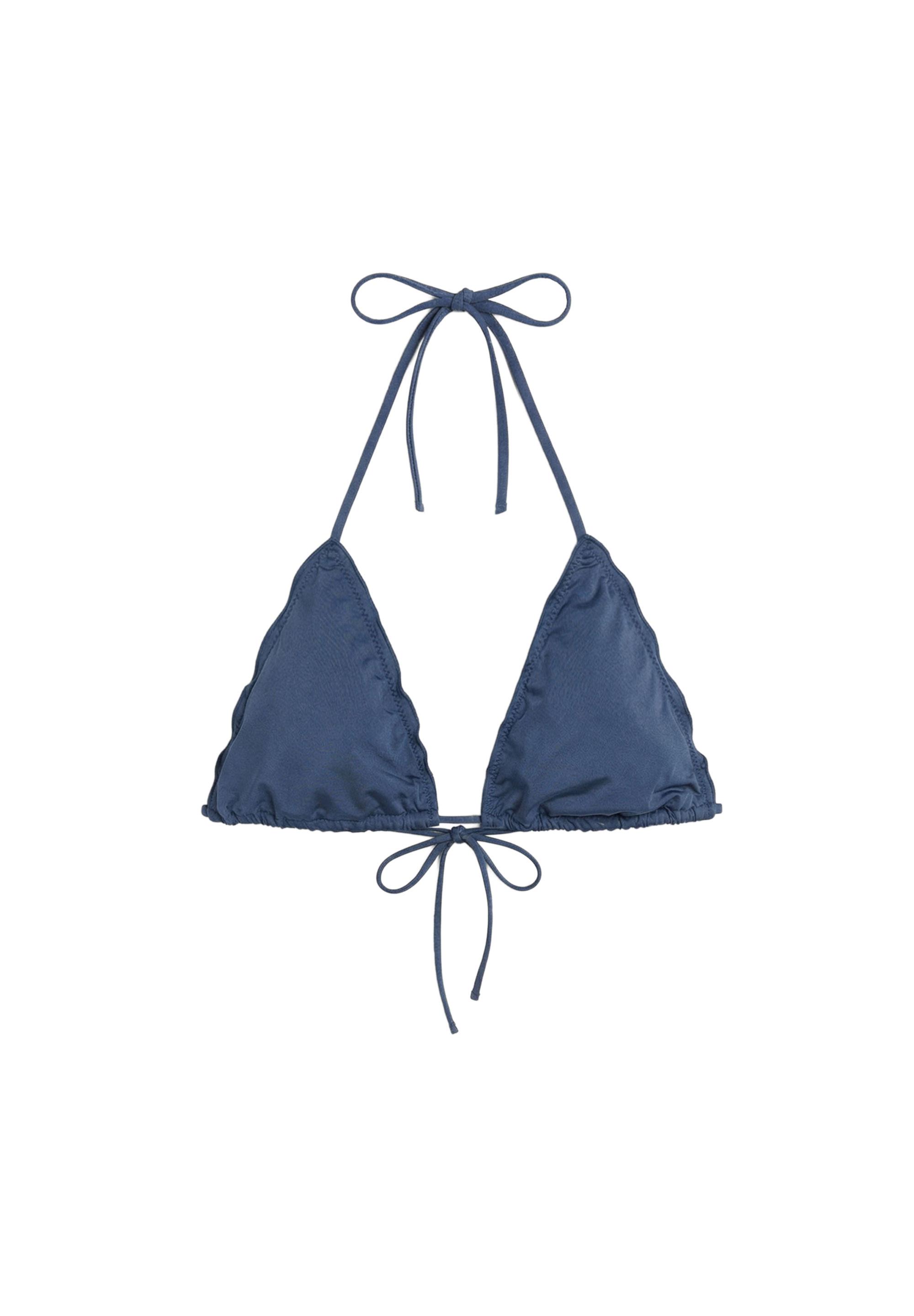 Ruffled triangle bikini top — Blue