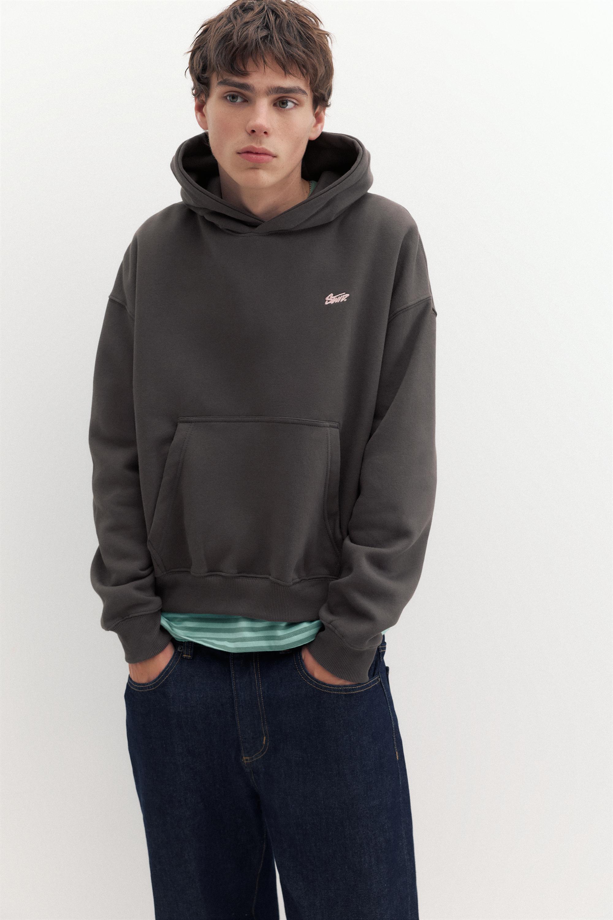 STWD logo boxy hoodie — Anthracite grey