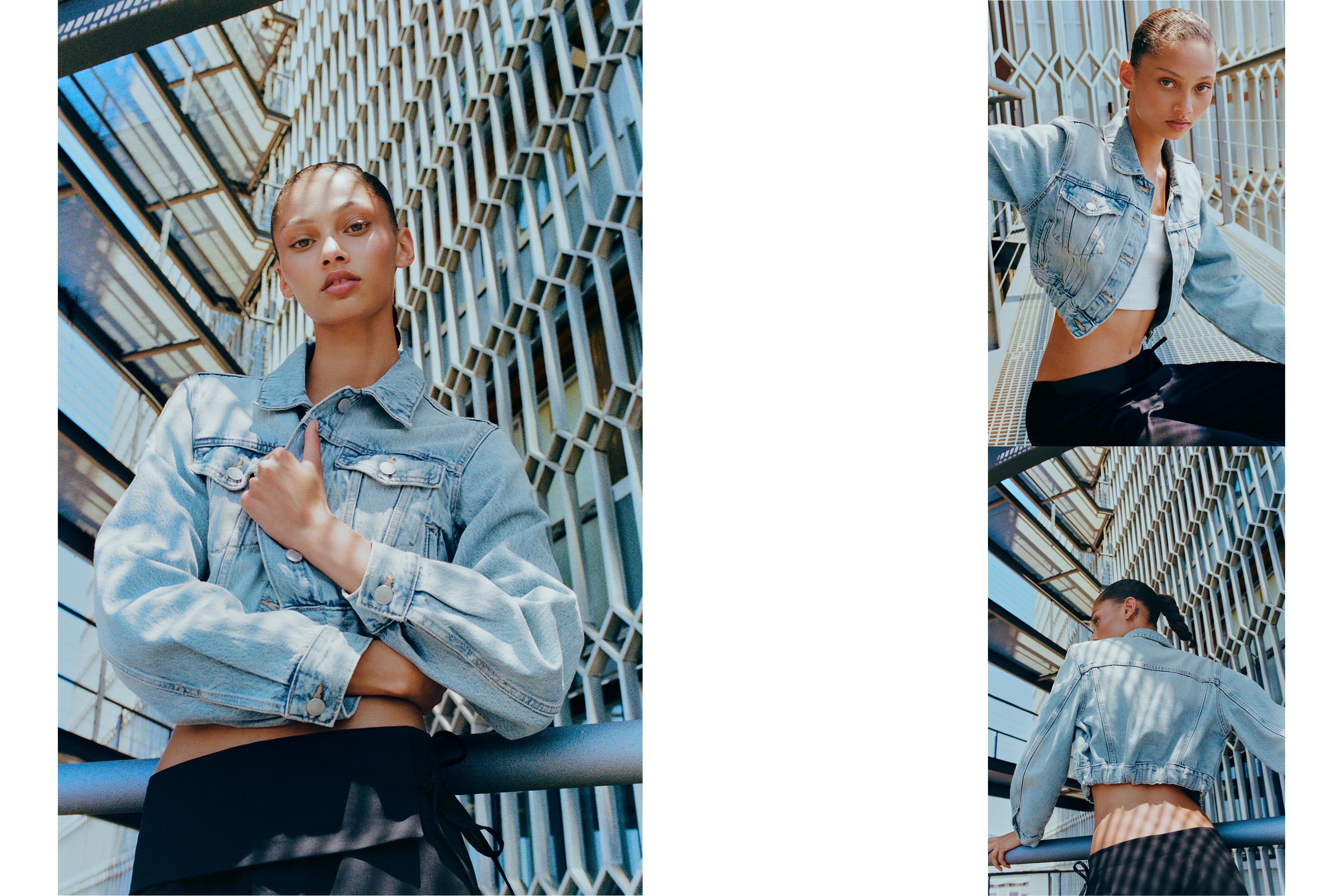 Cropped denim jacket — Pale blue