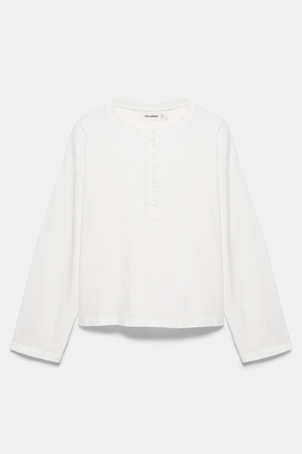 Boxy-fit henley T-shirt — Ice