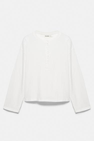 Boxy-fit henley T-shirt — Ice 5