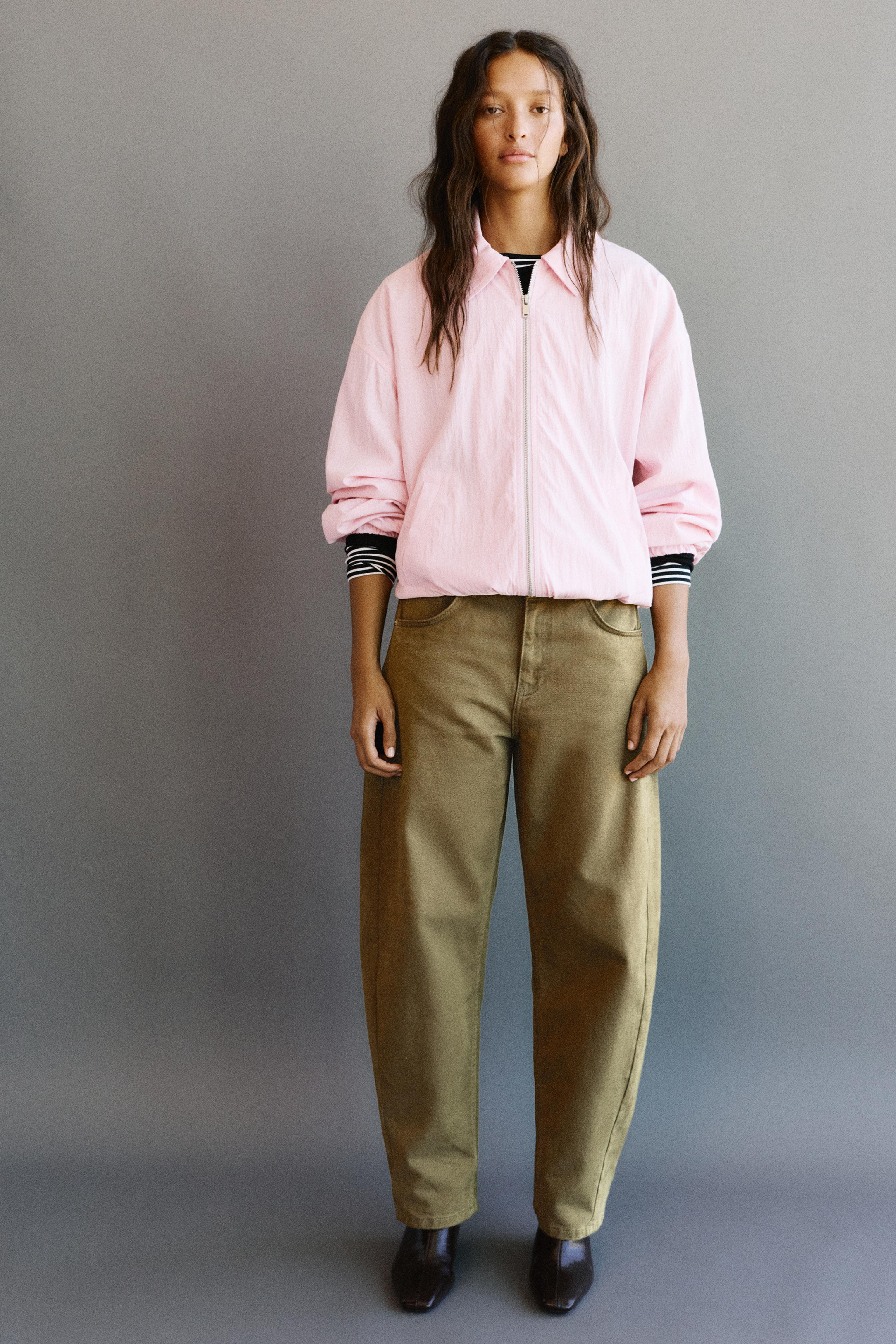 Low-rise barrel jeans — Khaki