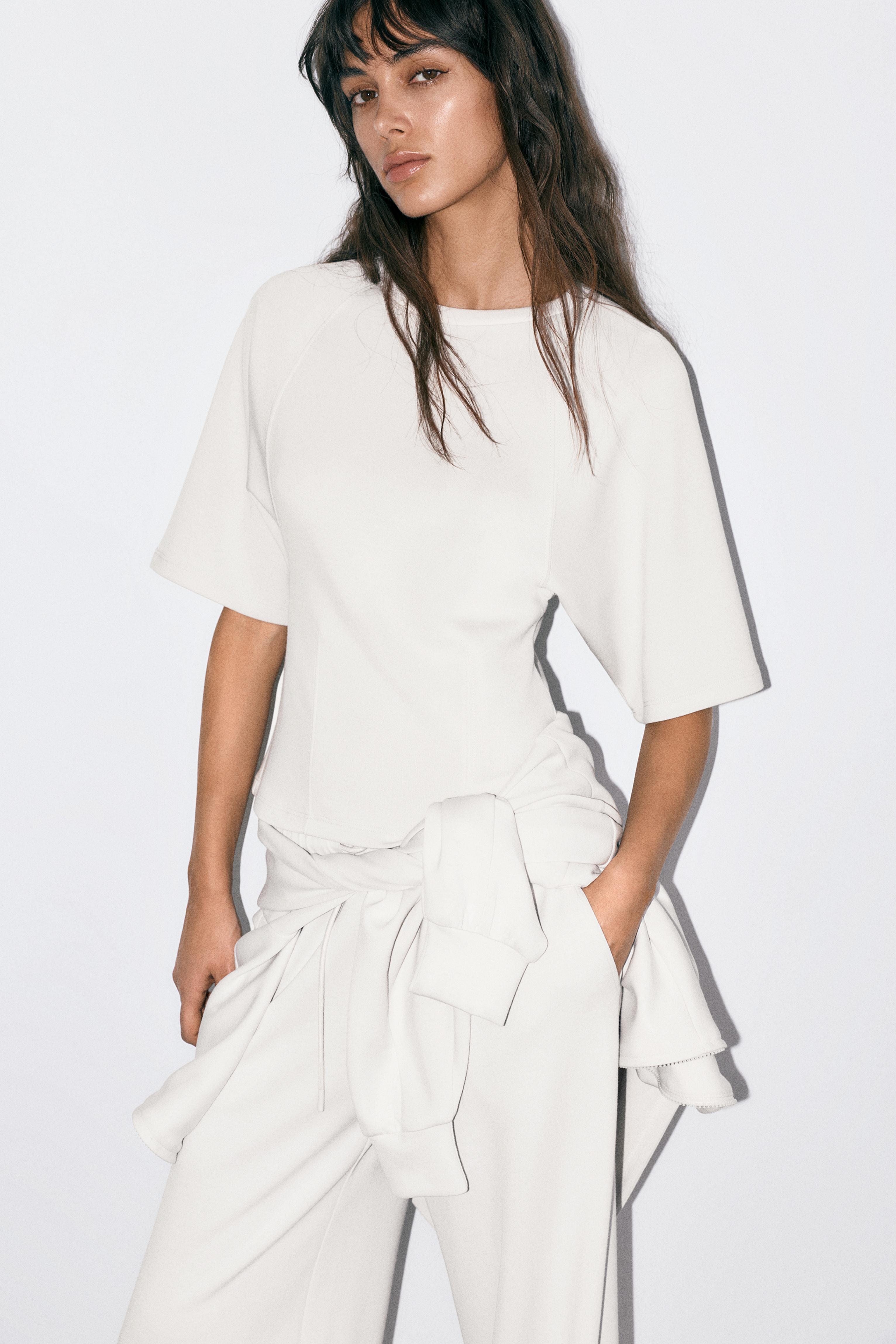 Soft touch short sleeve sweatshirt — Ecru