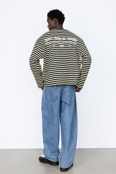 Striped T-shirt with text — Yellow 2