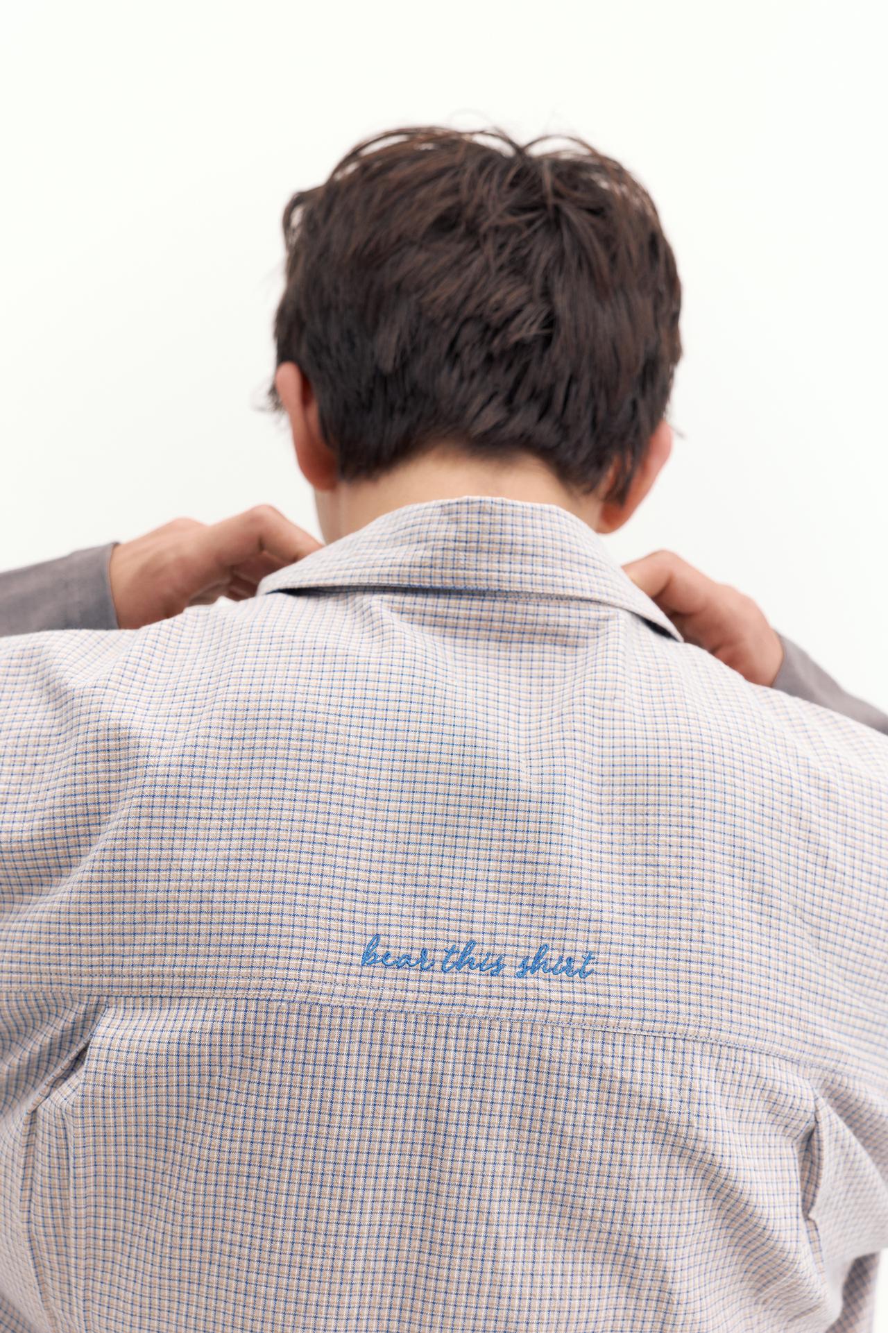 Short sleeve check shirt — Sand/Blue