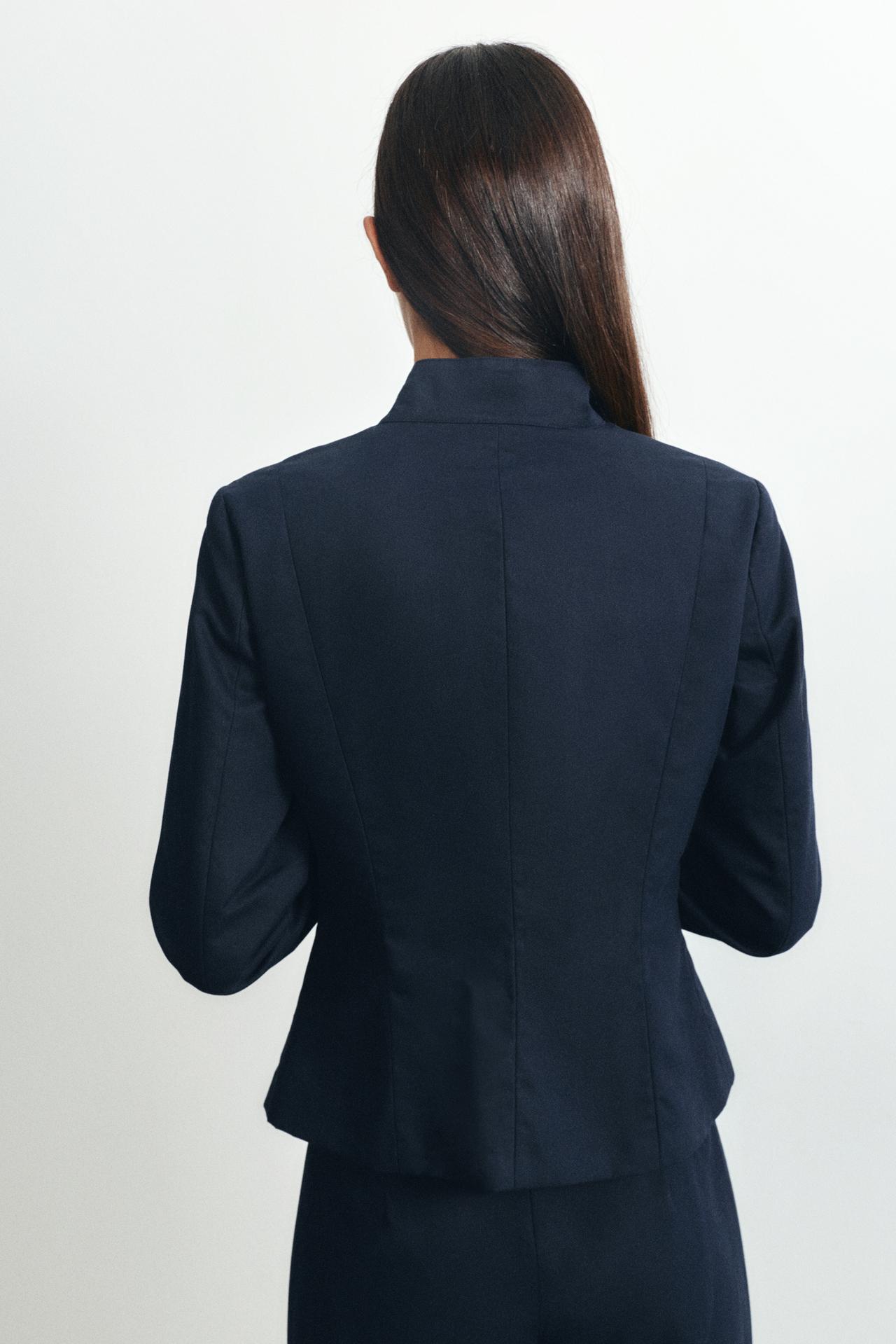 Fitted high neck jacket — Navy