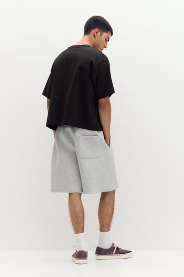 Neoprene-effect jogger Bermuda shorts — Grey marl 2