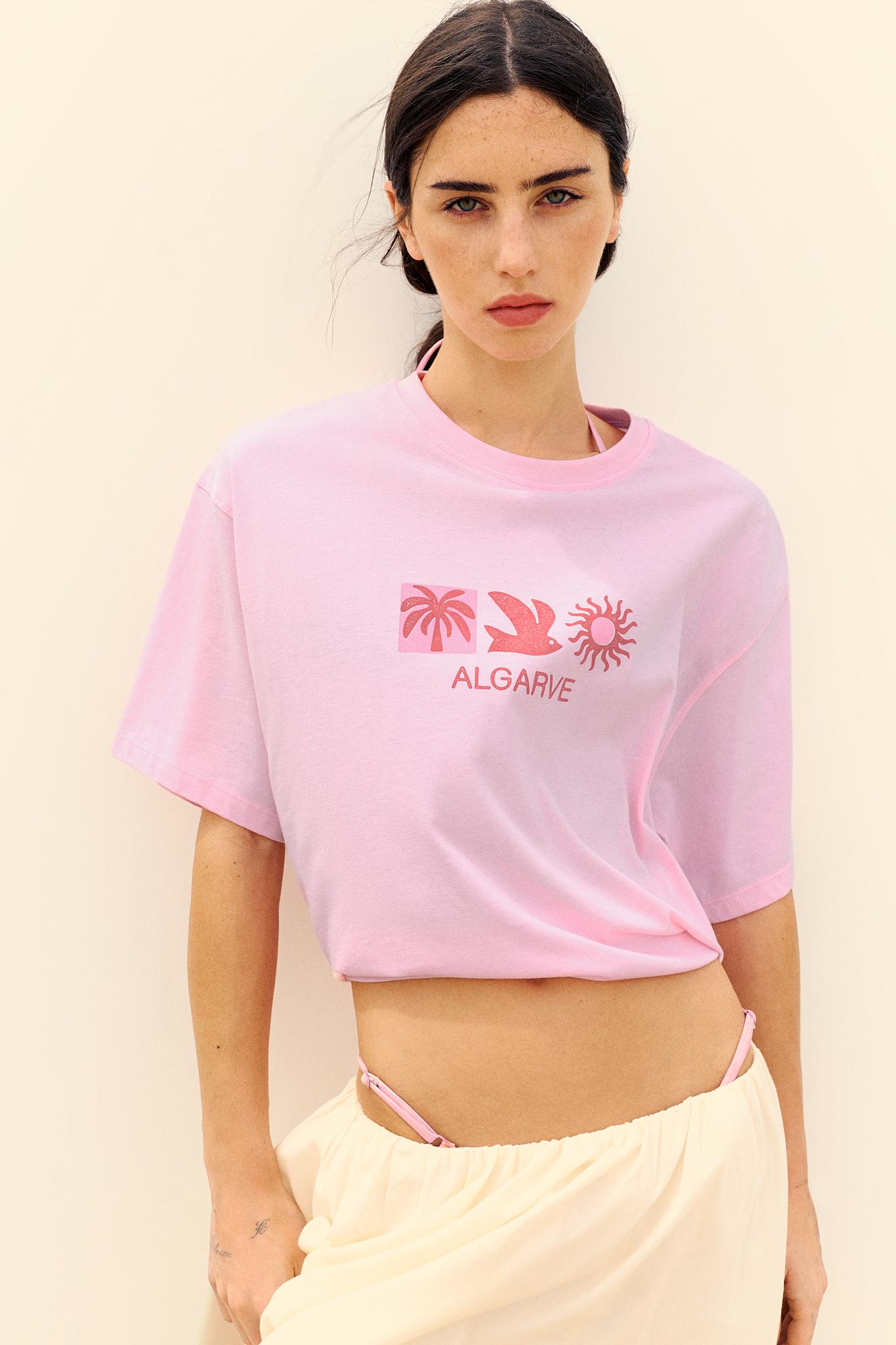 Algarve oversize graphic T-shirt — Pink