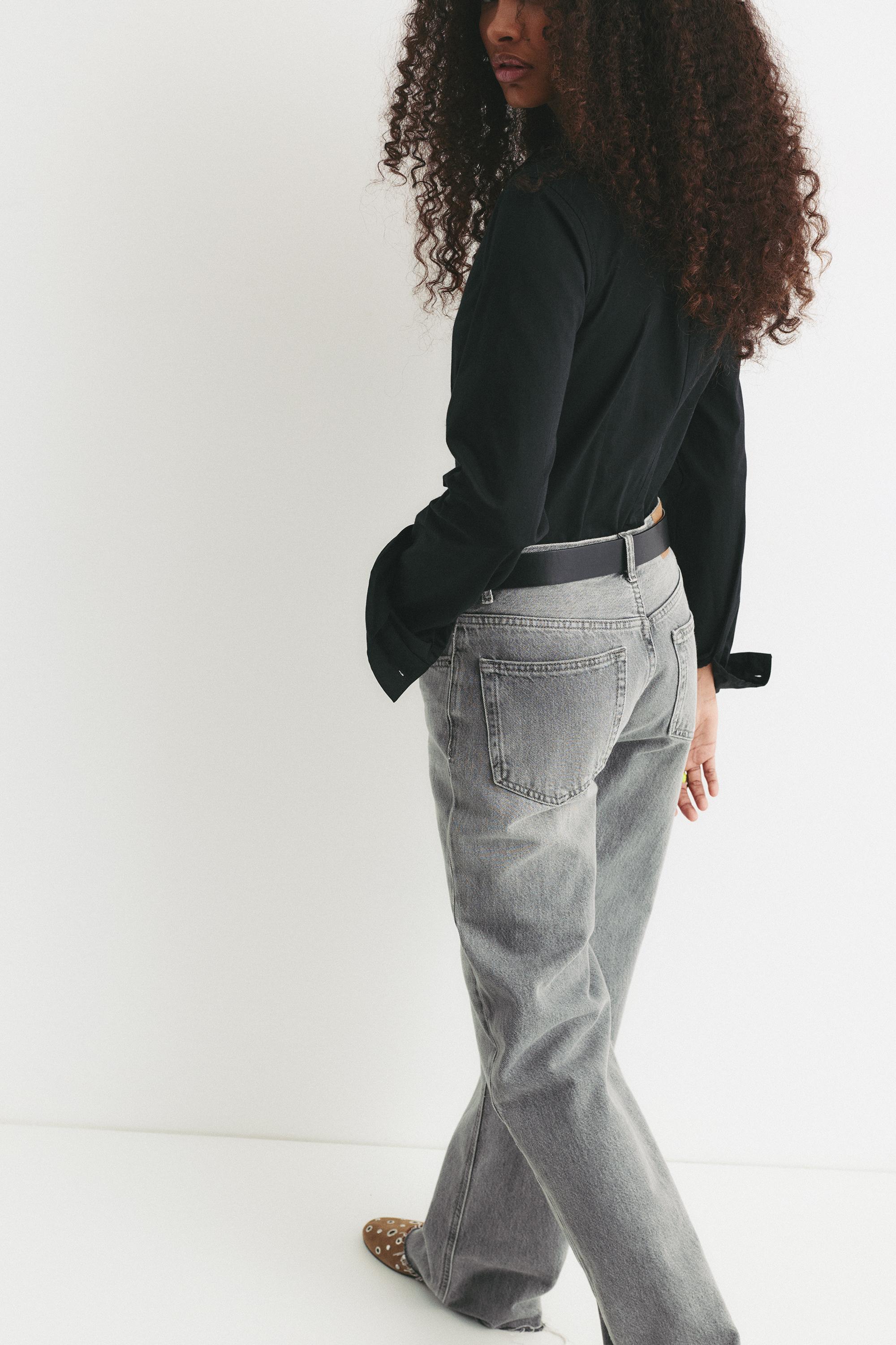 Poplin yırtmaçlı dar kesim gömlek - Görsel 16