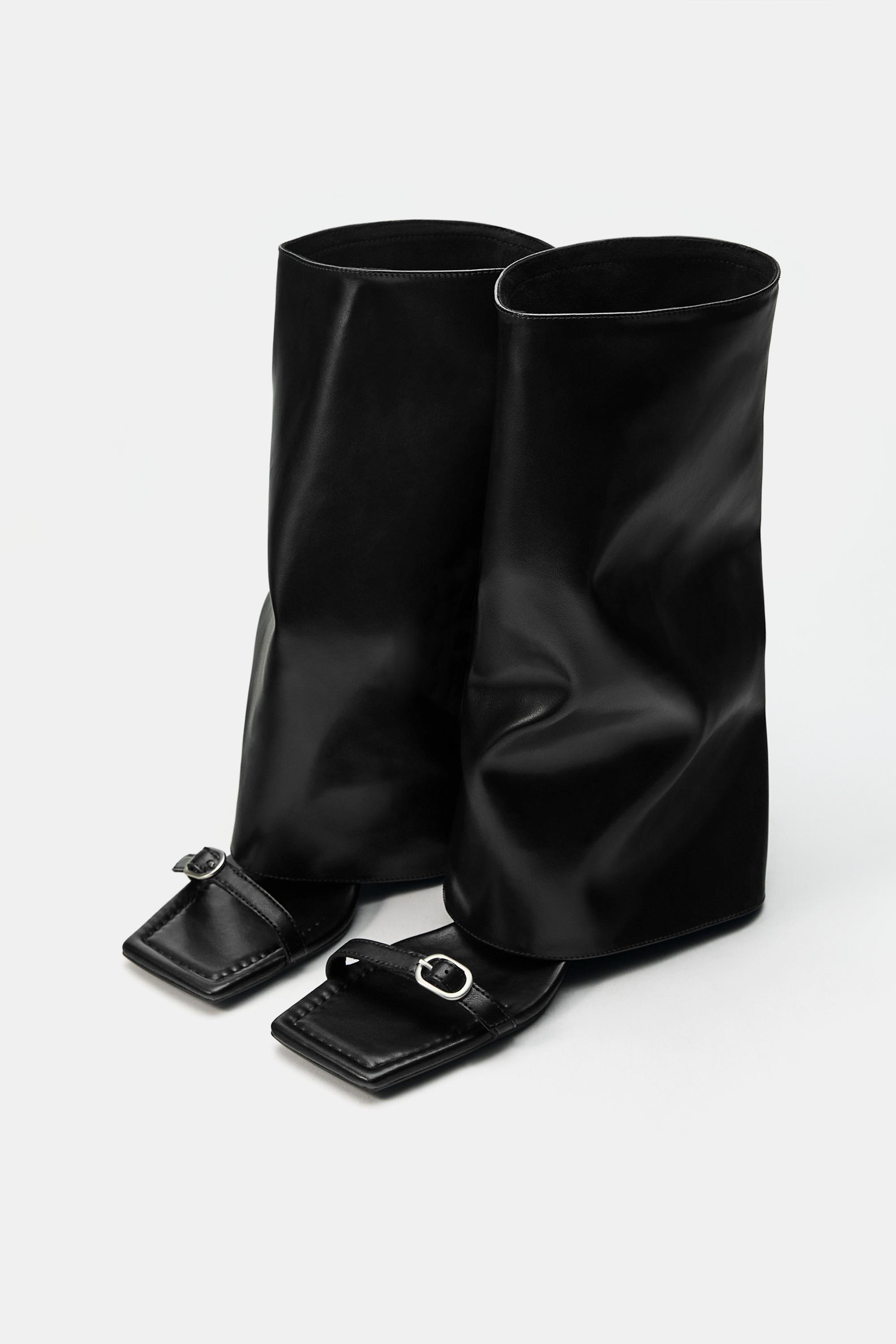Heeled ankle-boot sandals — Black