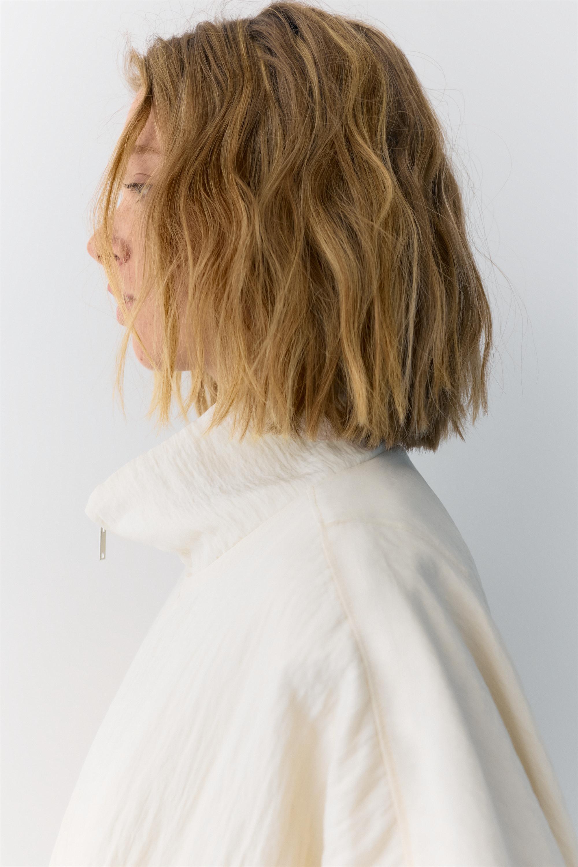 Balloon jacket with a high neck — Ecru