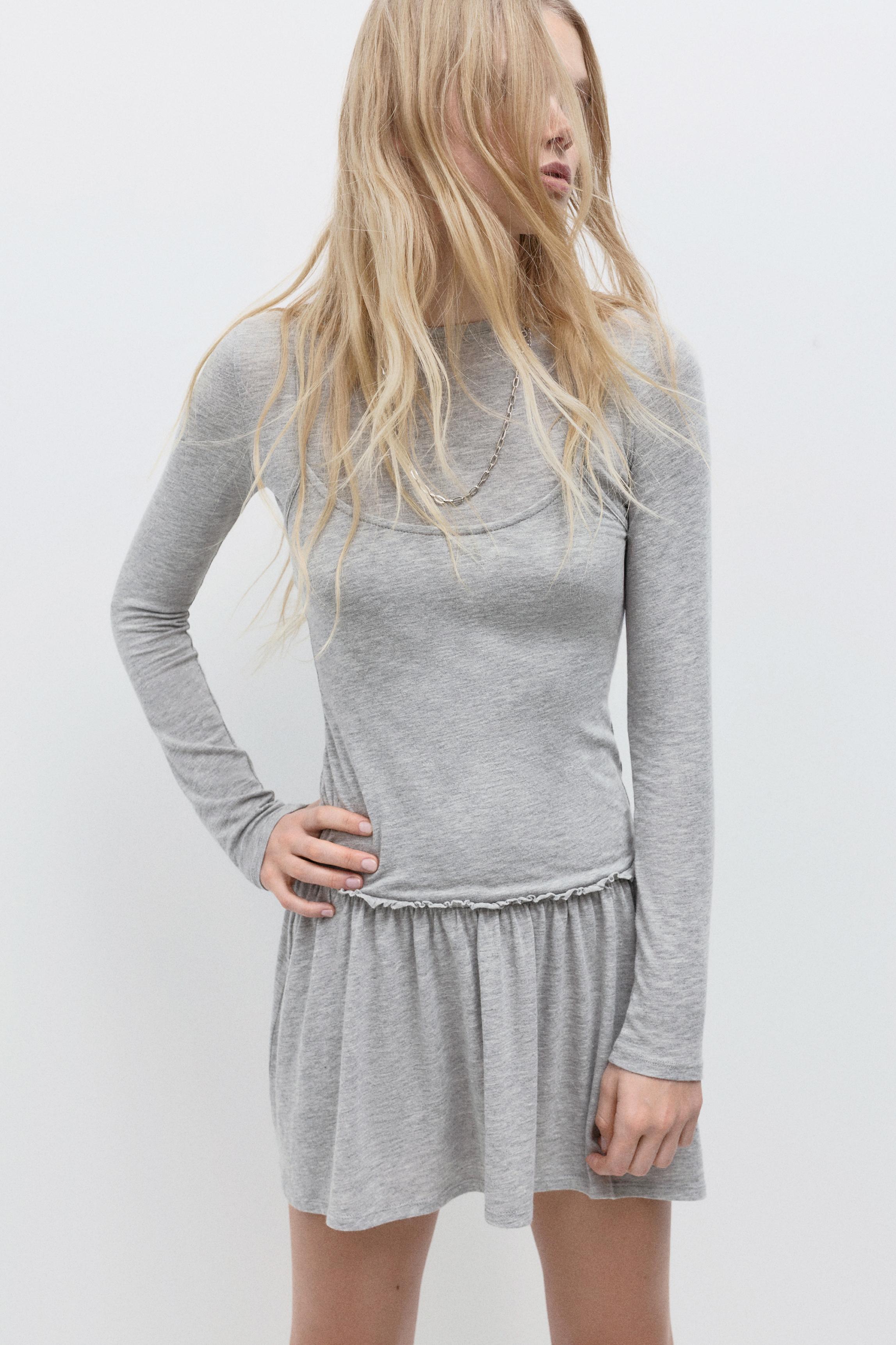 Double short dress — Grey marl