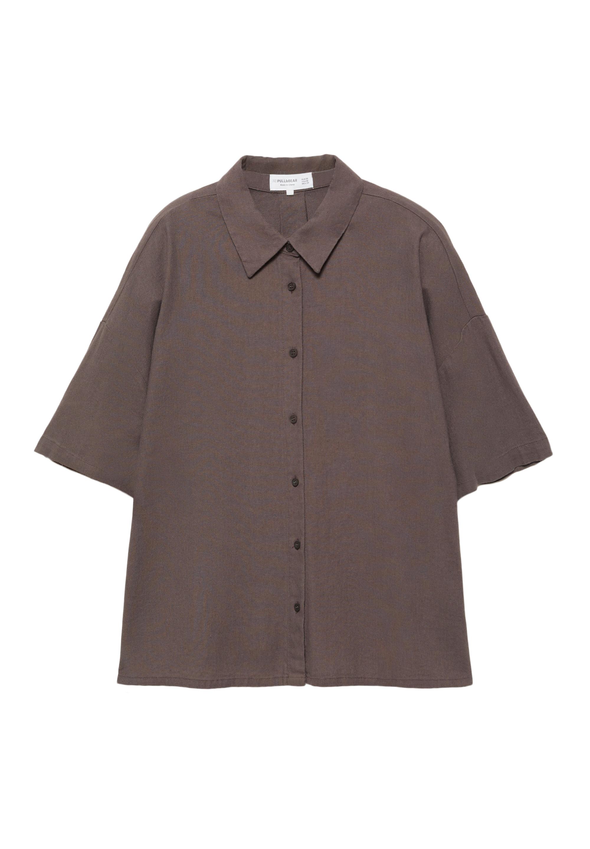 Short sleeve linen blend shirt