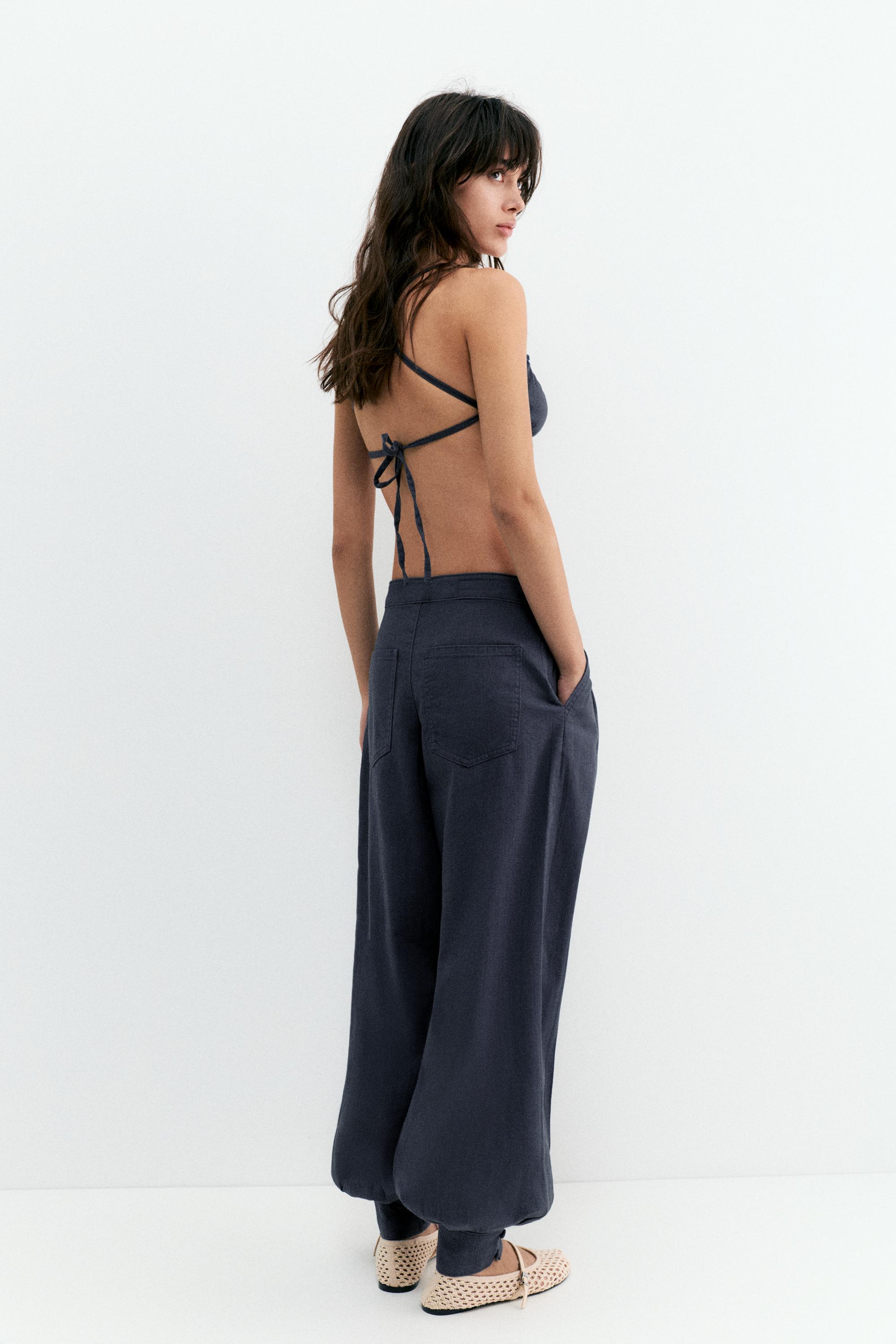 Rustic sarouel trousers — Grey blue