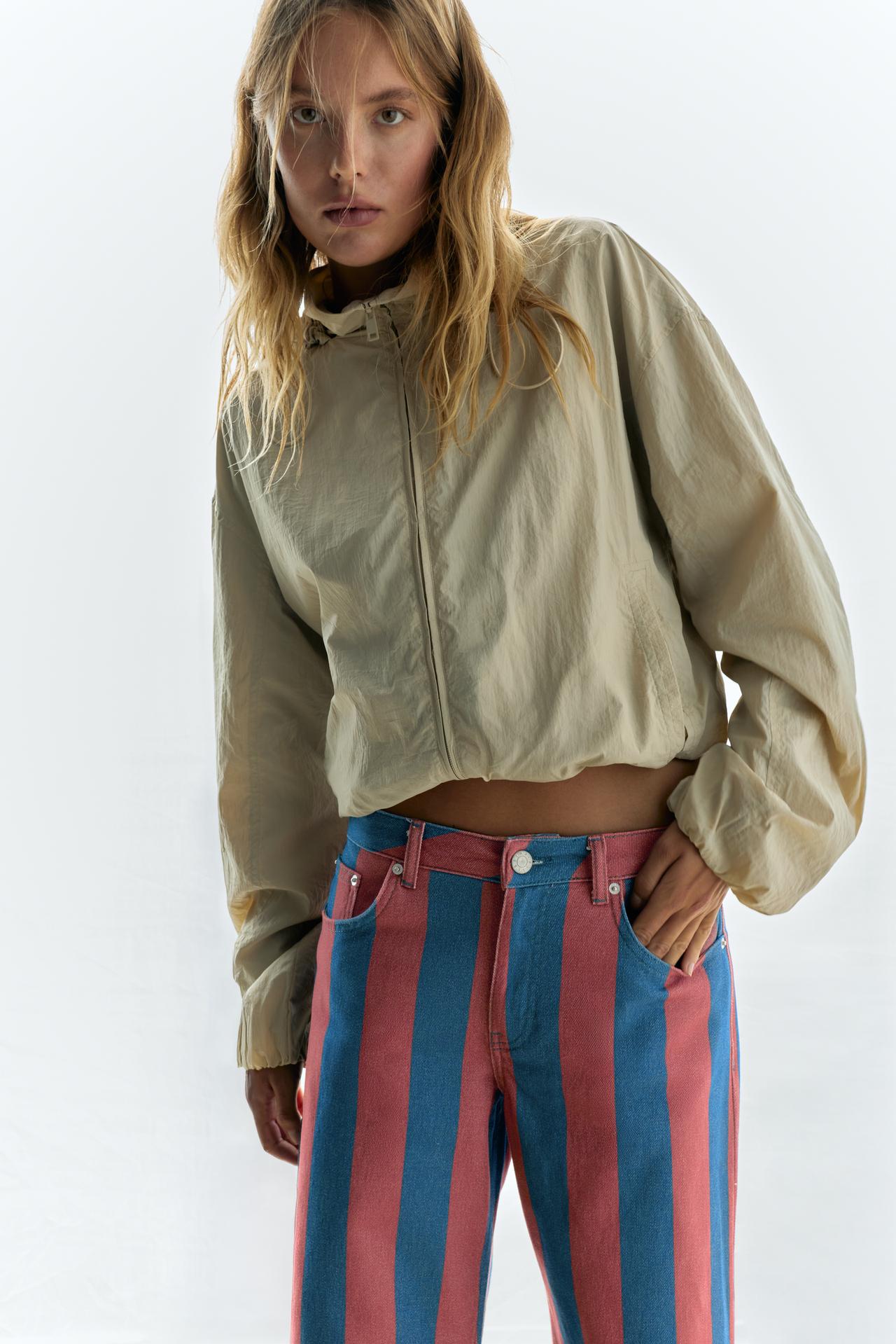 Striped straight-leg jeans — Pink