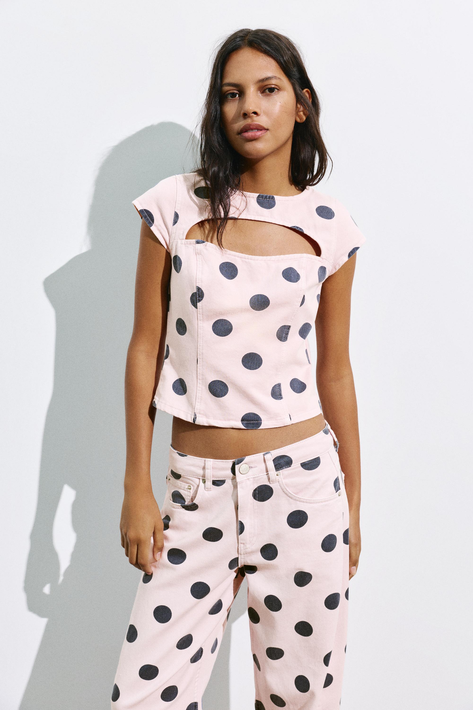 Polka dot cut-out top — Pink