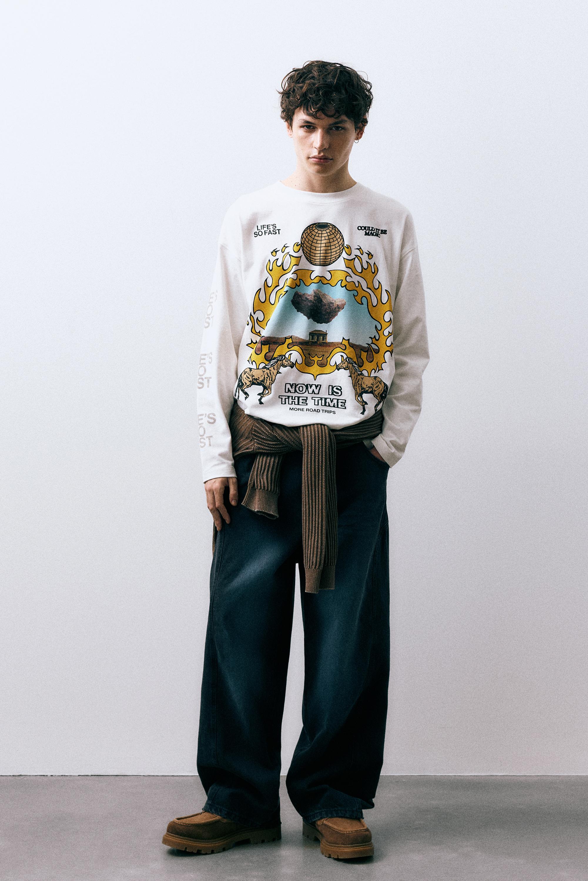 Uzun kollu grafik baskılı tişört - Görsel 28