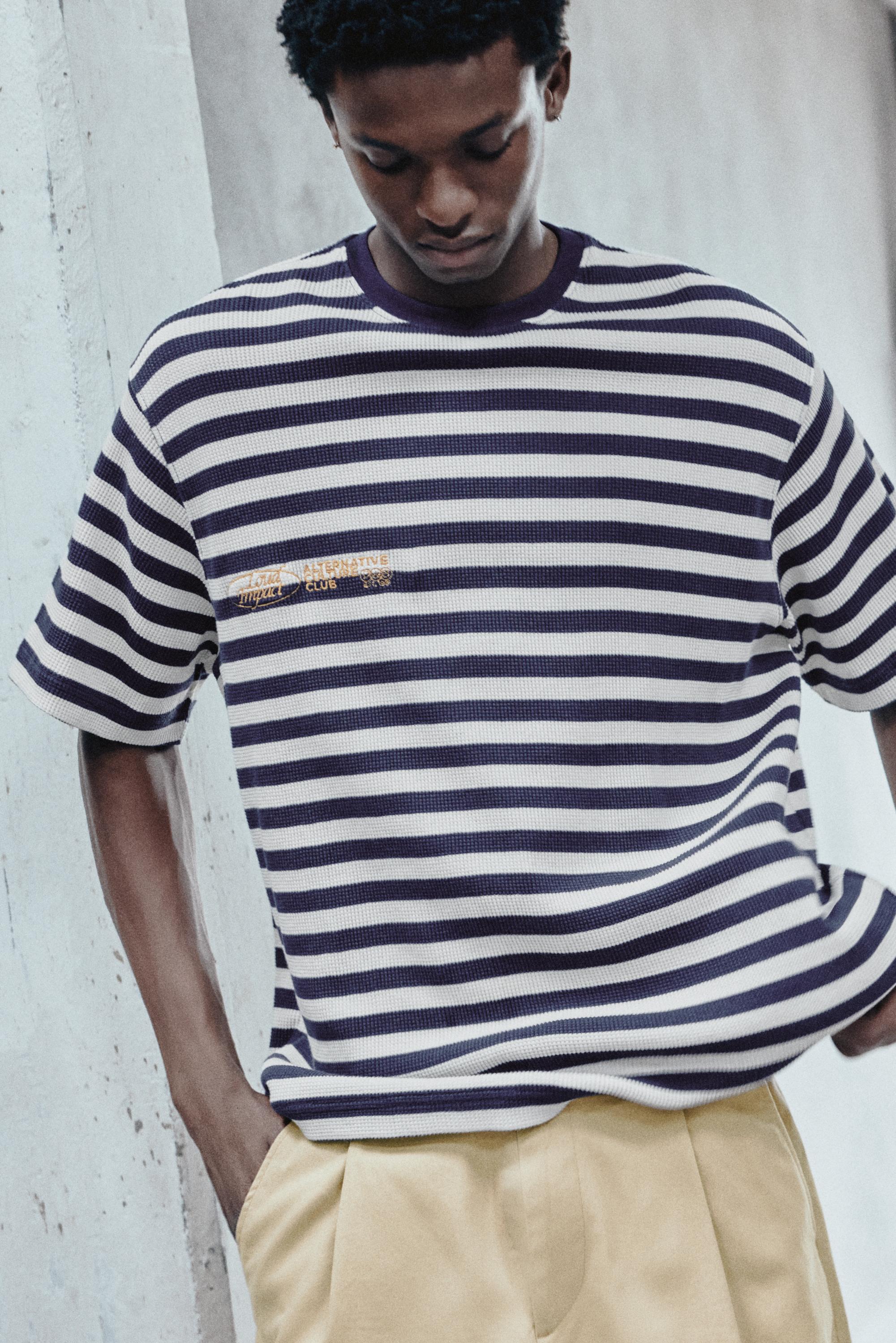 Regular fit striped T-shirt — Blue/White