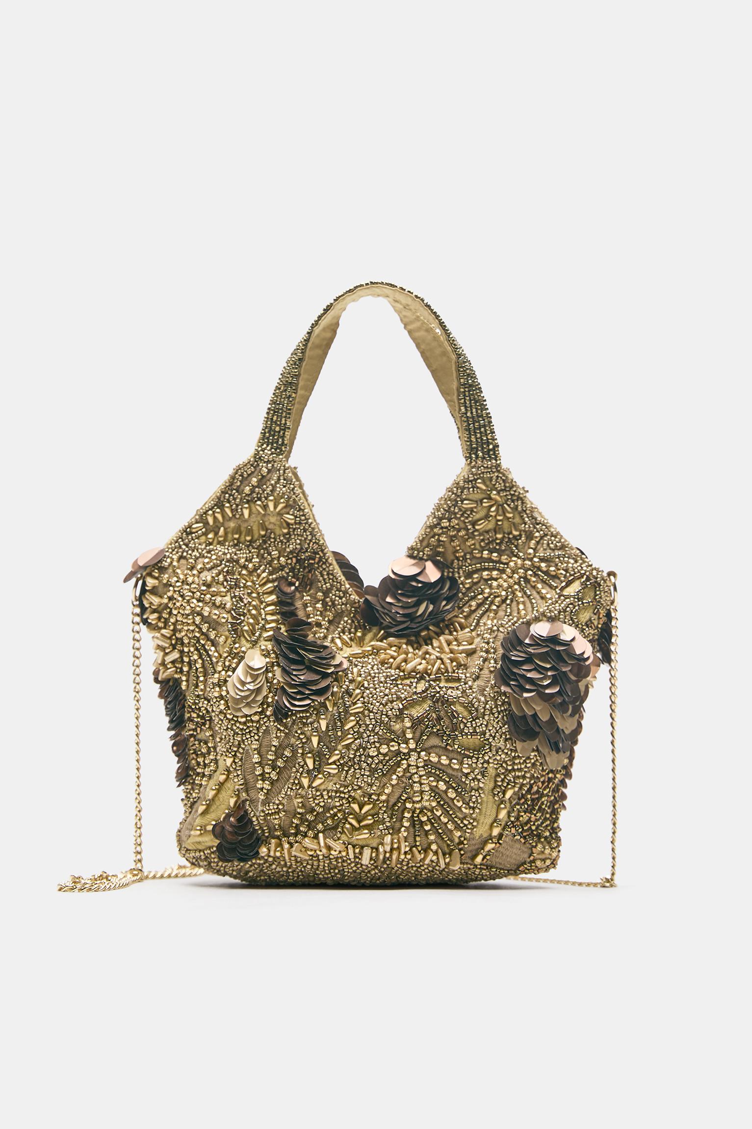 Beaded handbag — Gold