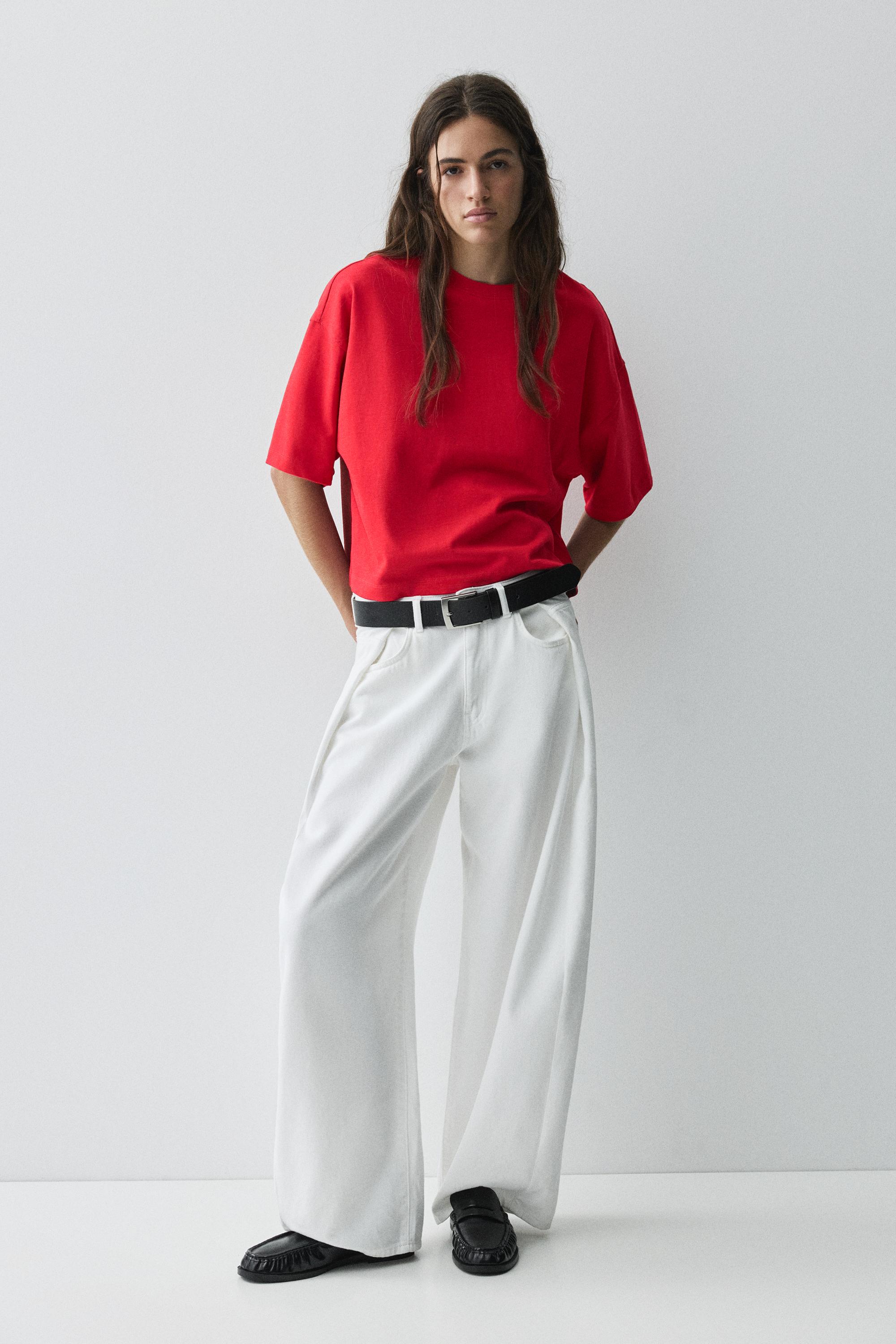 Boxy fit short sleeve T-shirt — Red