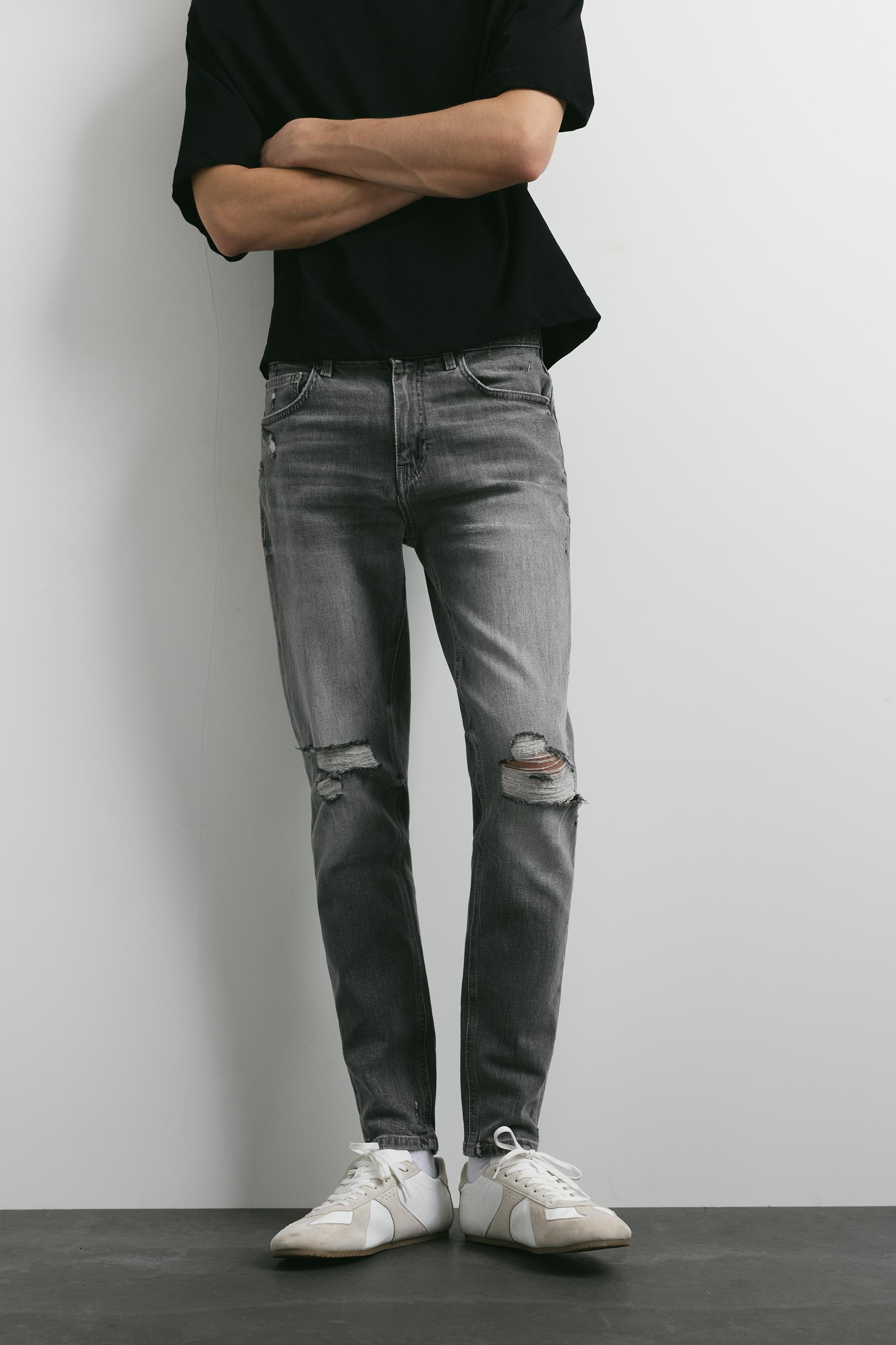 Ripped skinny jeans — Dark grey