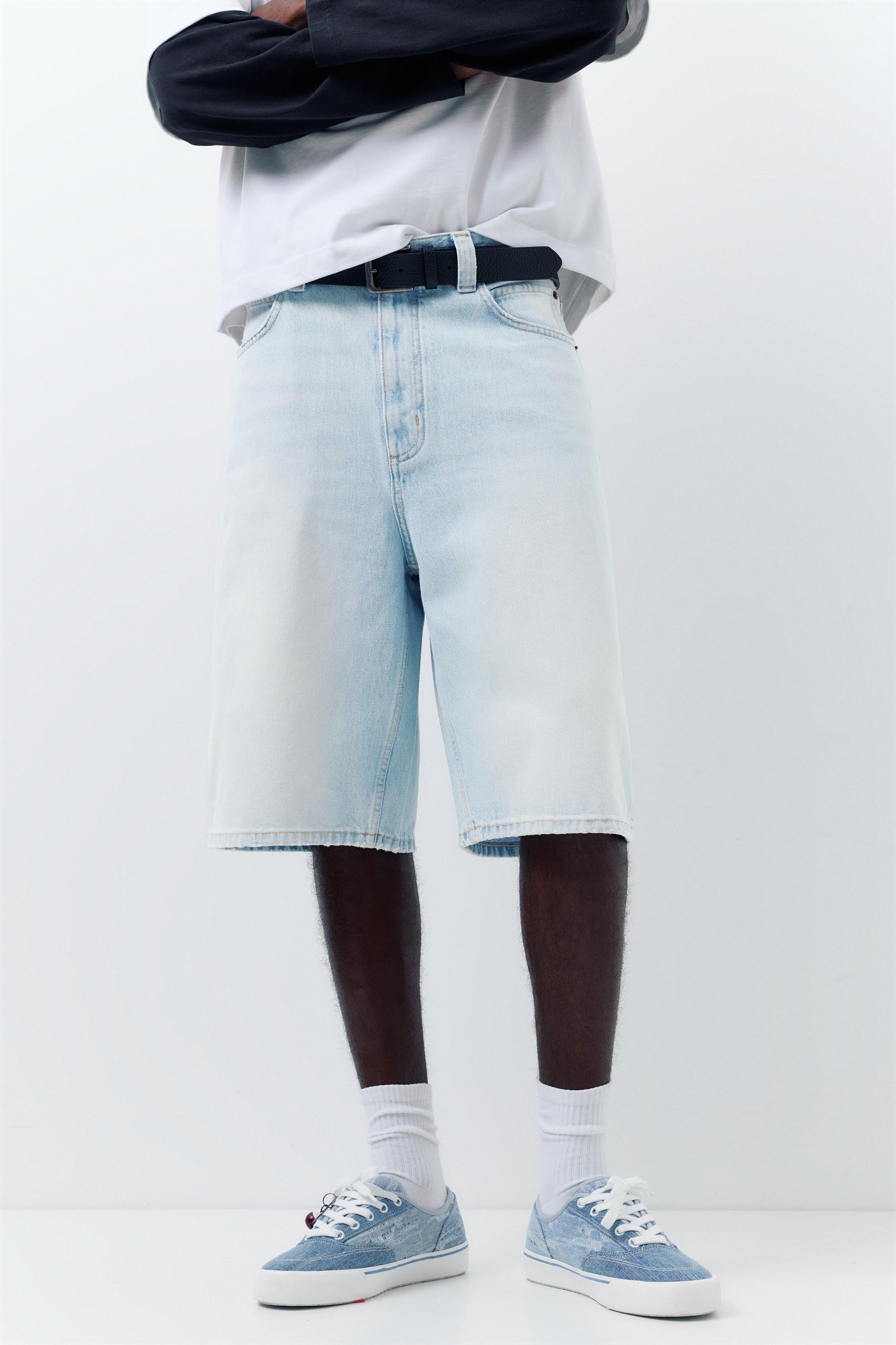 Skater denim Bermuda shorts — Pale blue