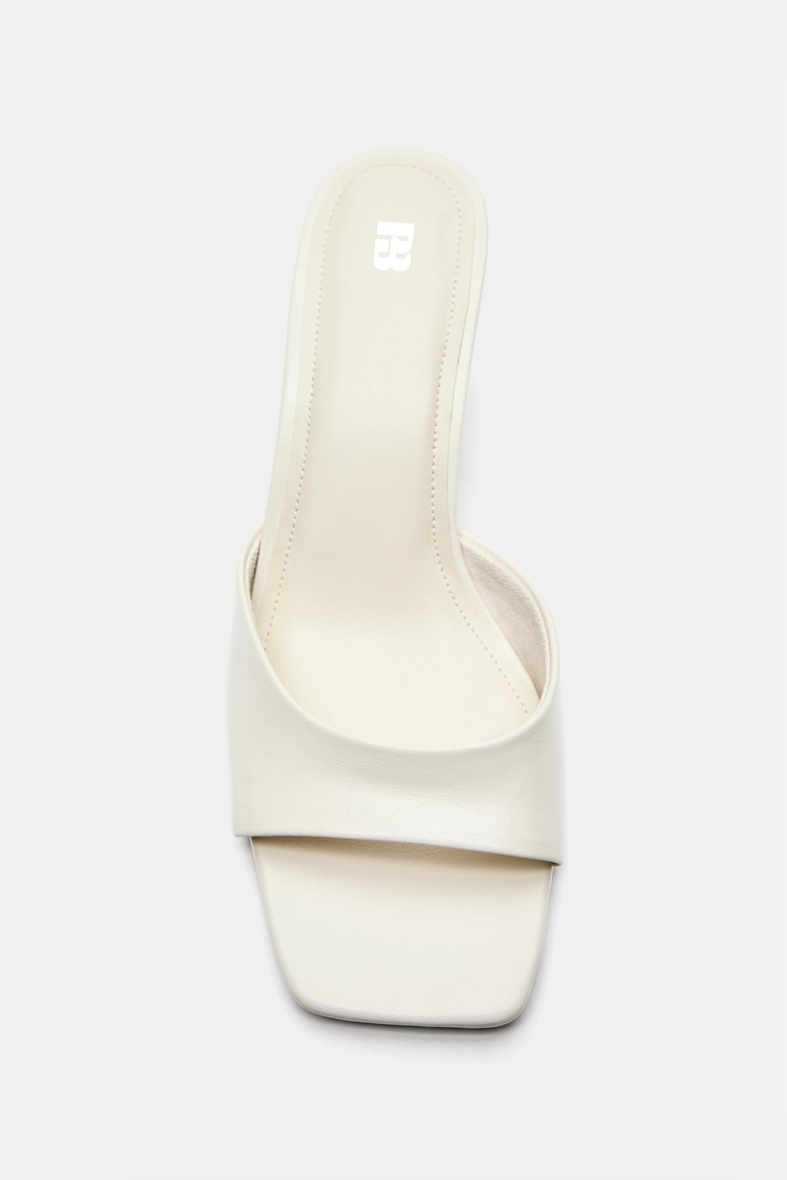Heeled mule sandals — White
