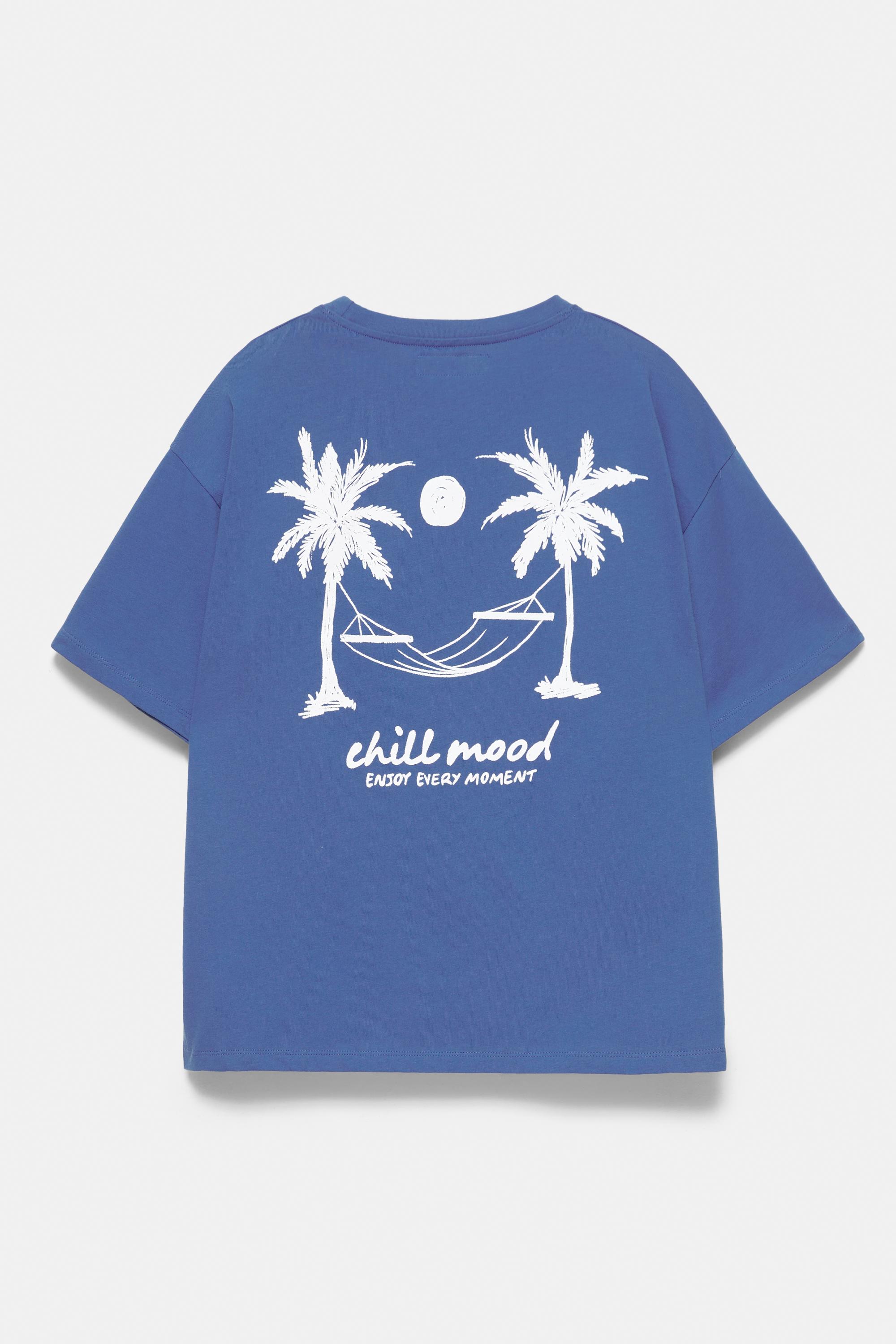Oversize palm tree graphic T-shirt — Ink blue