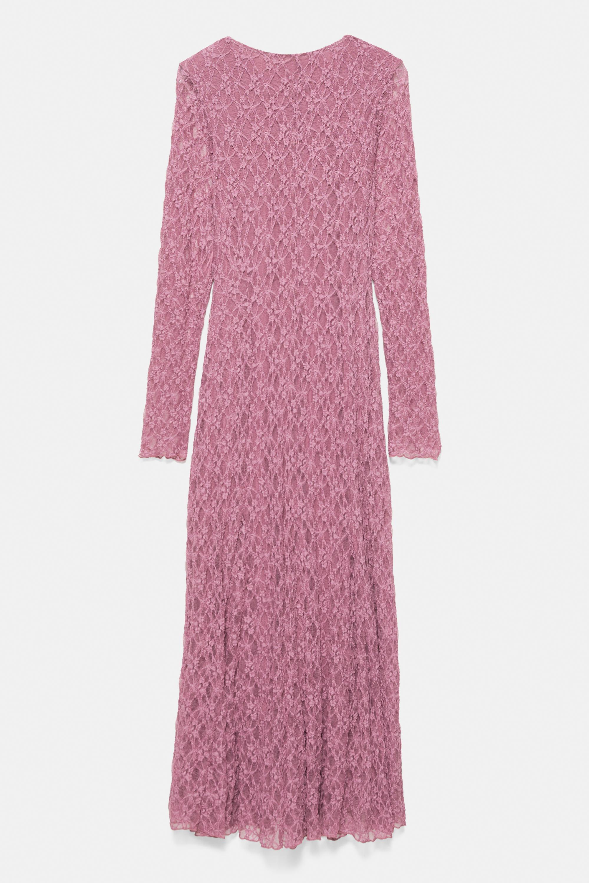Long sleeve lace dress — Powder mauve