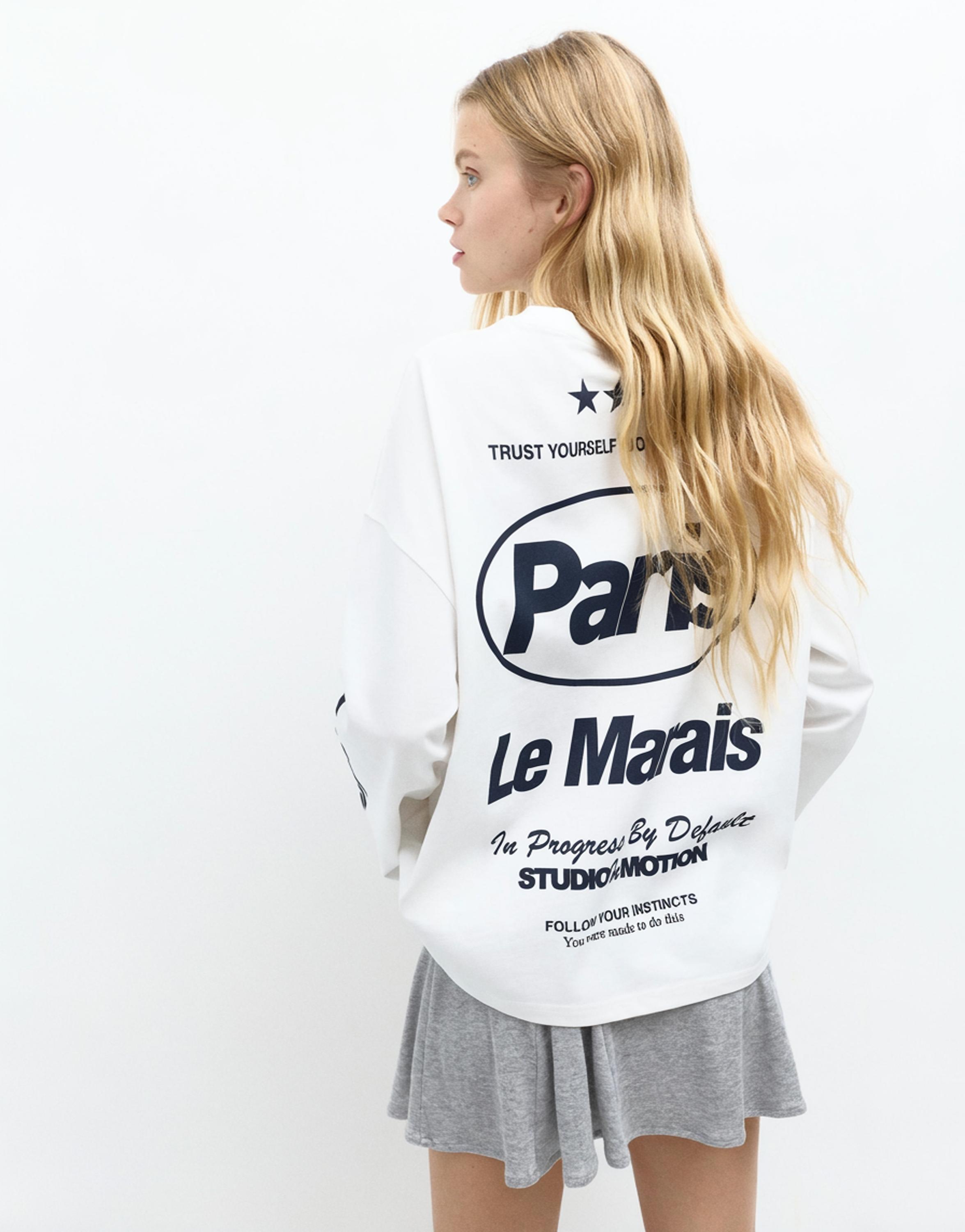 Uzun kollu grafik baskılı tişört - Görsel 15