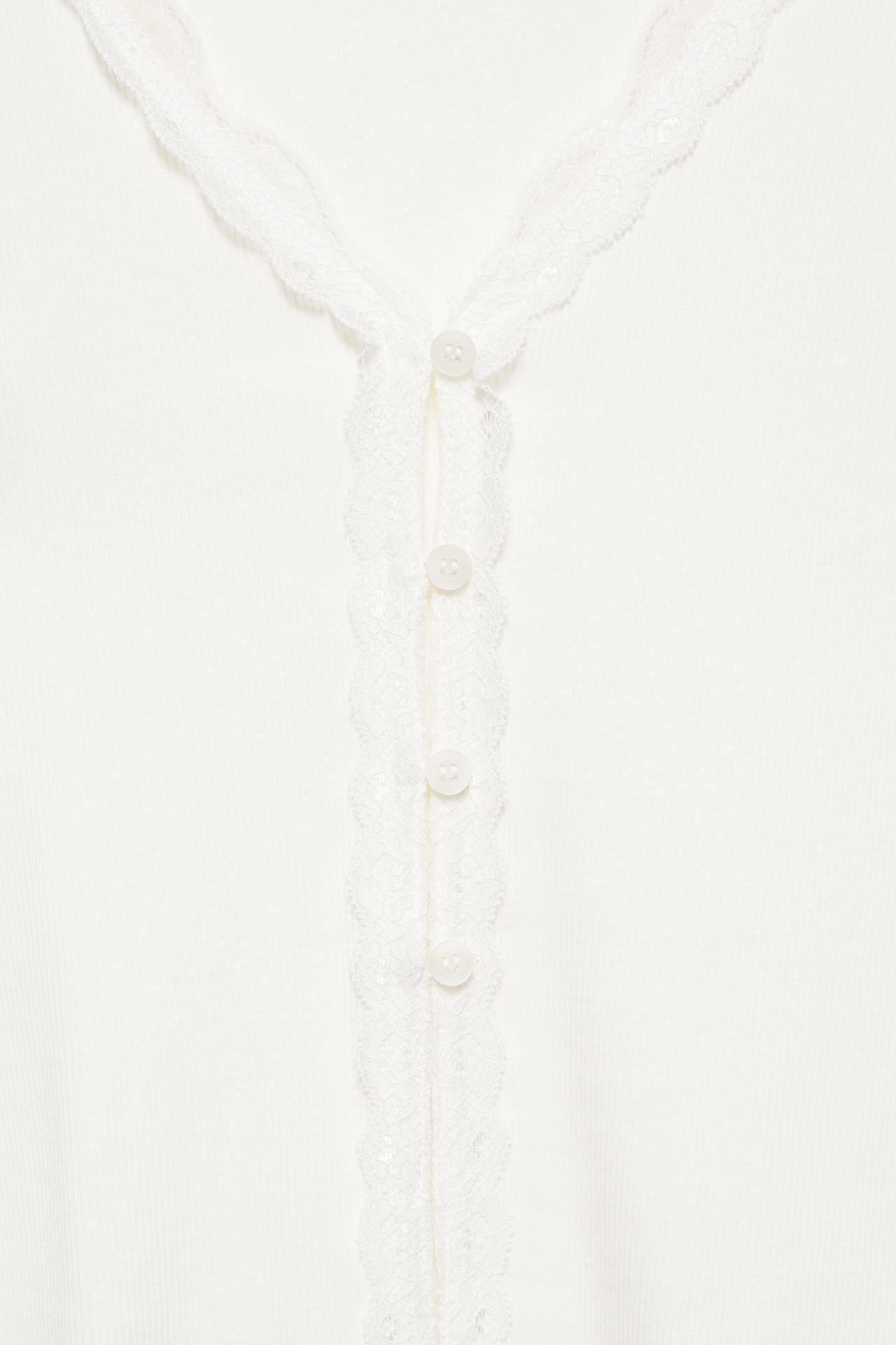 Buttoned lace T-shirt — Ice