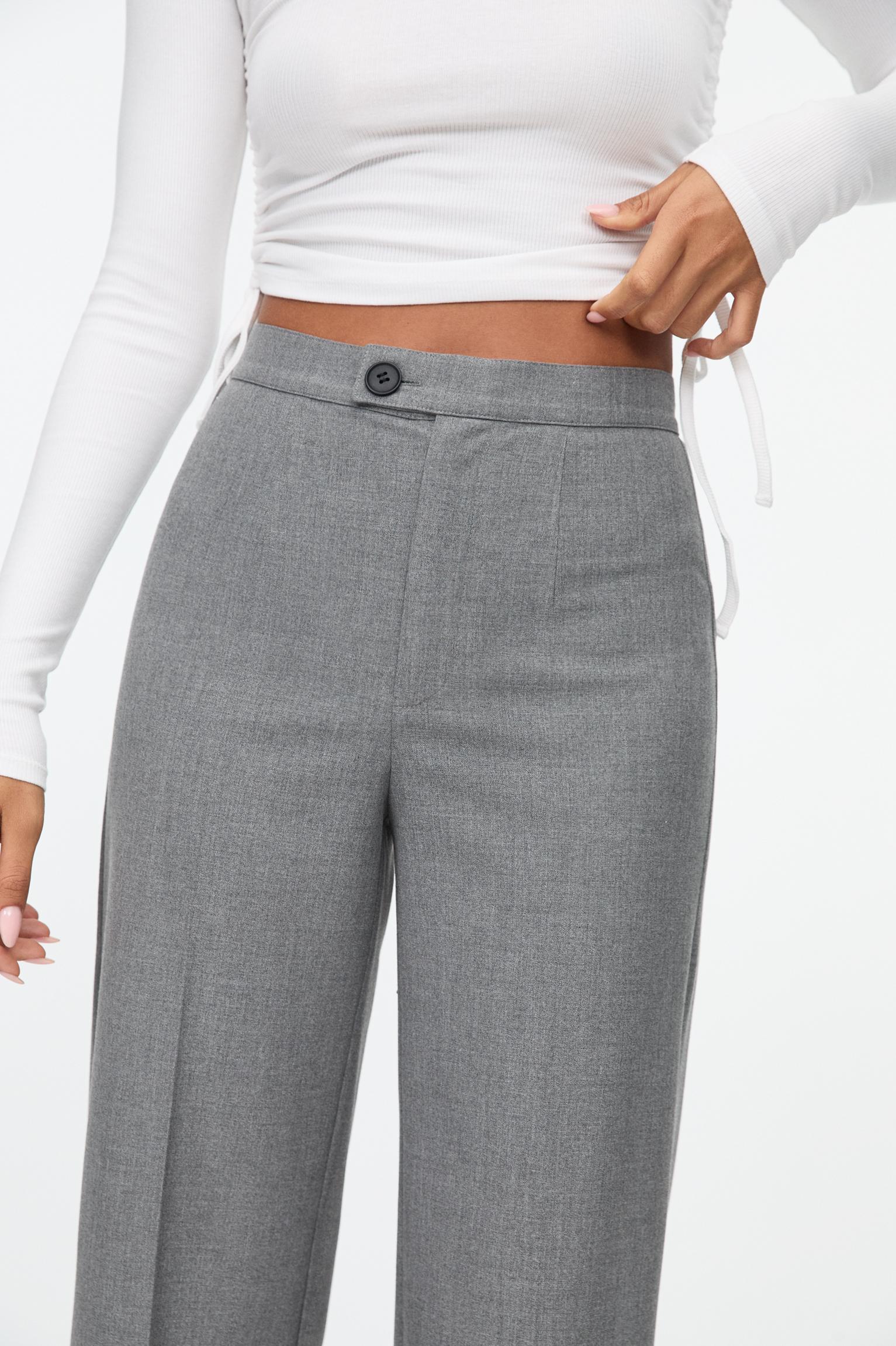 Straight-leg darted trousers — Medium grey