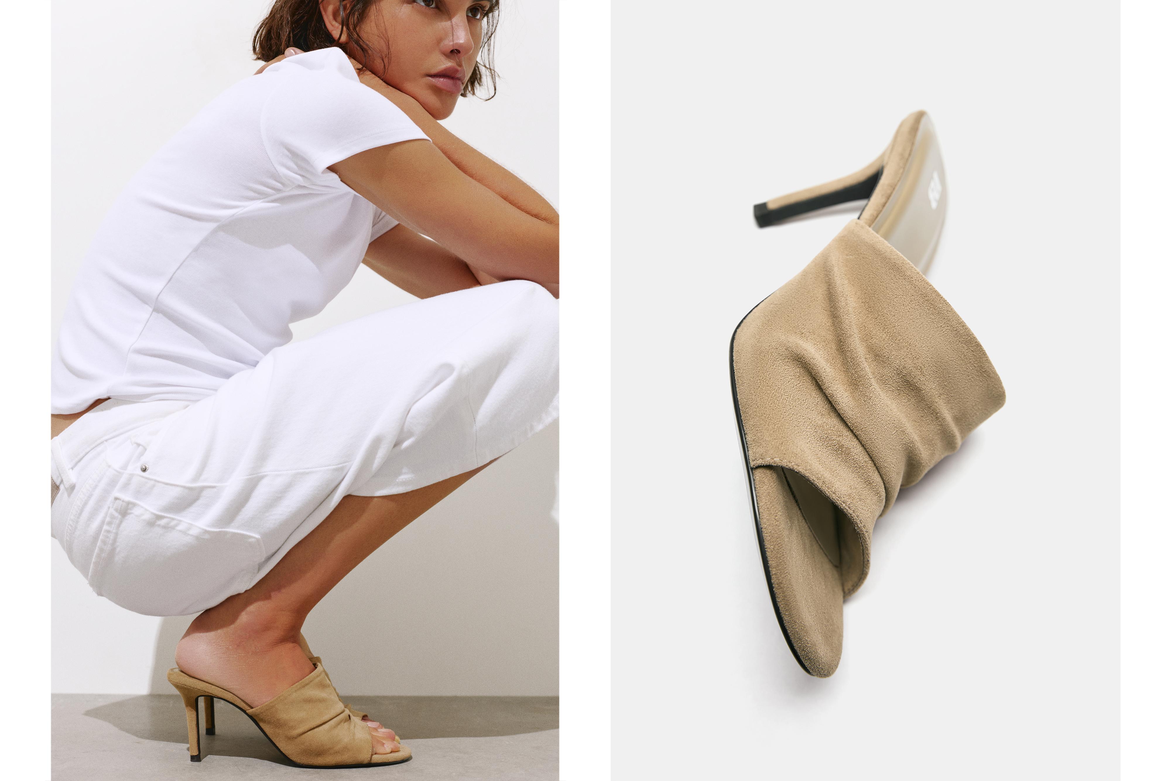 Gathered high-heel sandals — Sand