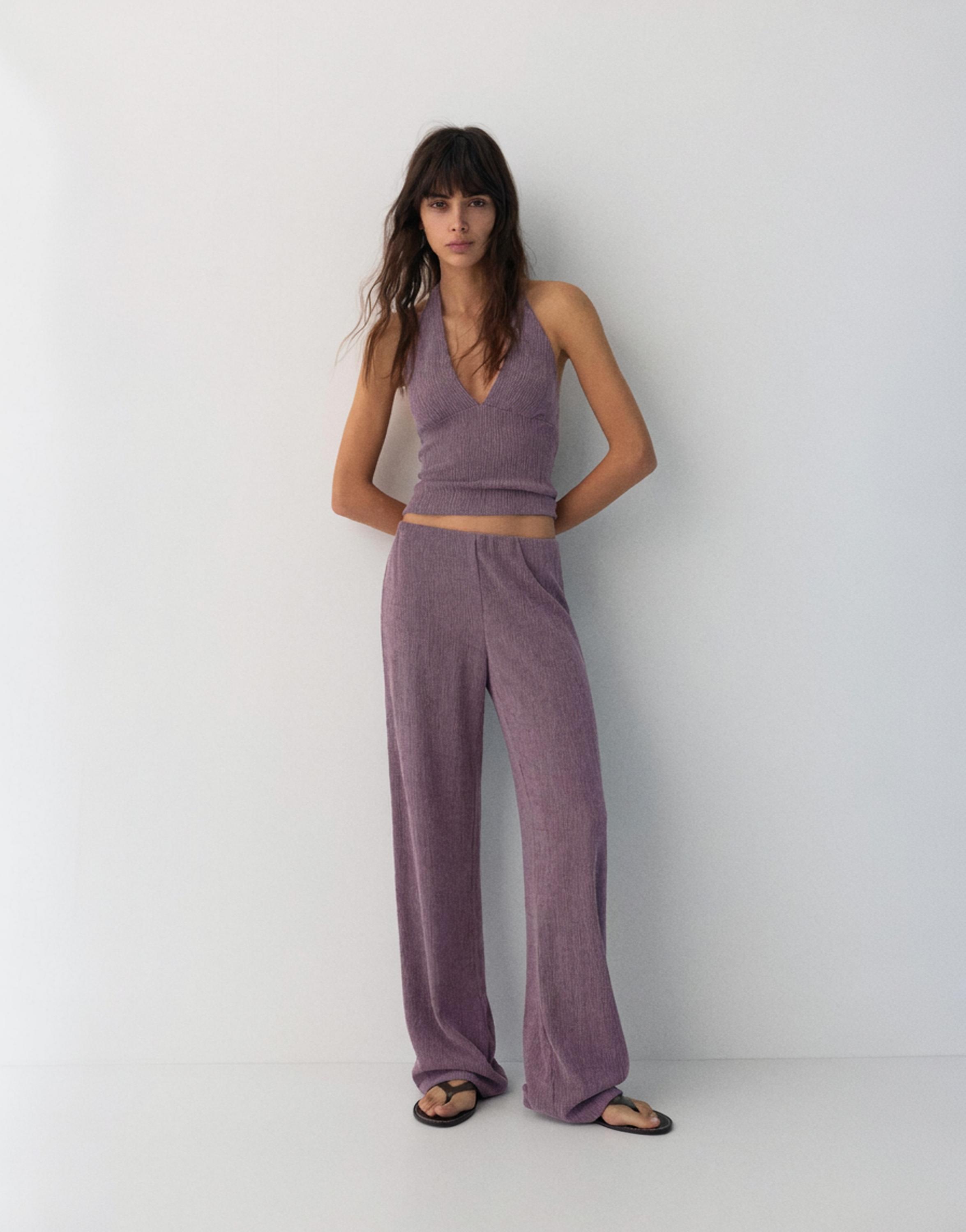 Crepe straight-leg trousers — Lavender