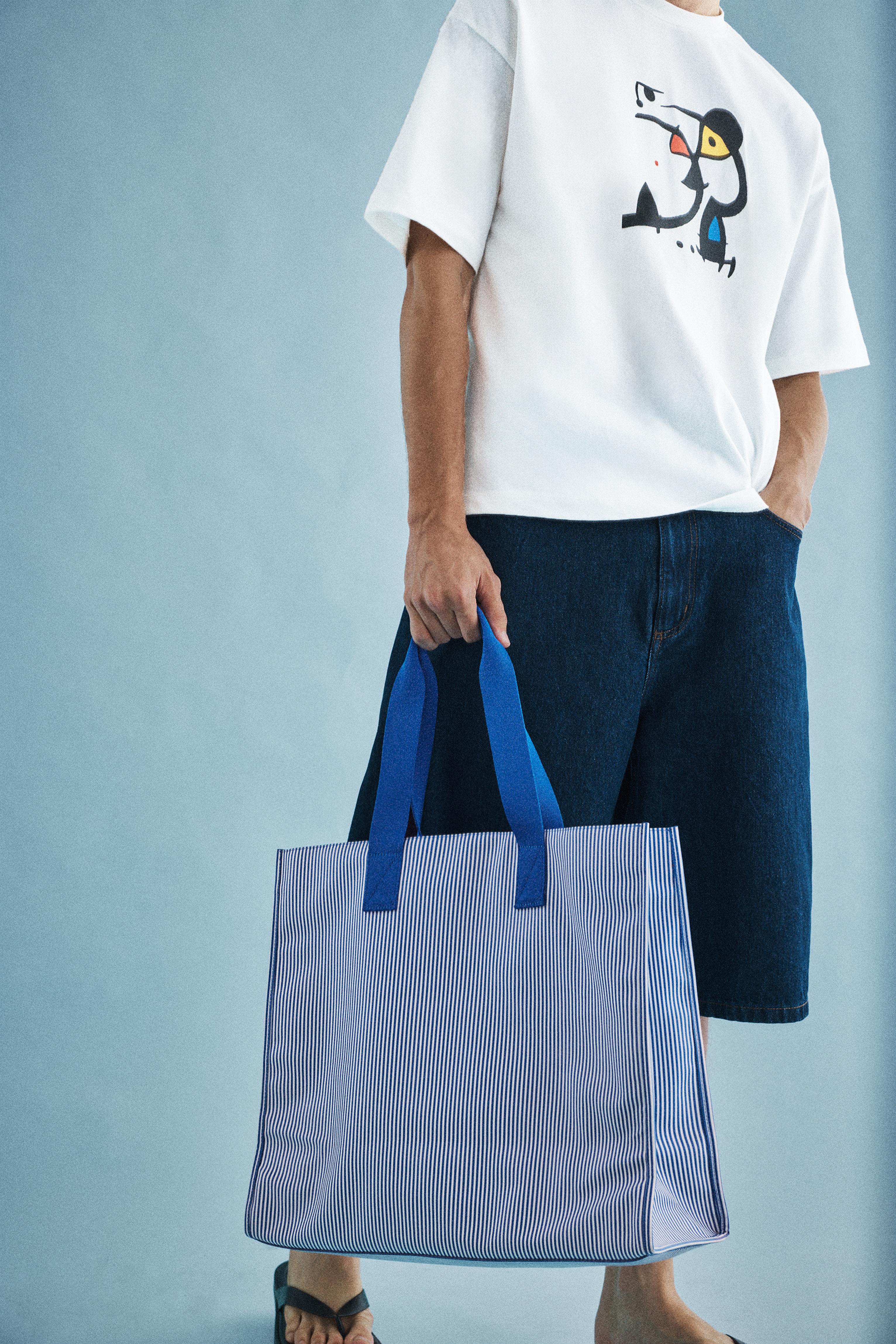 Striped shopper bag — Blue