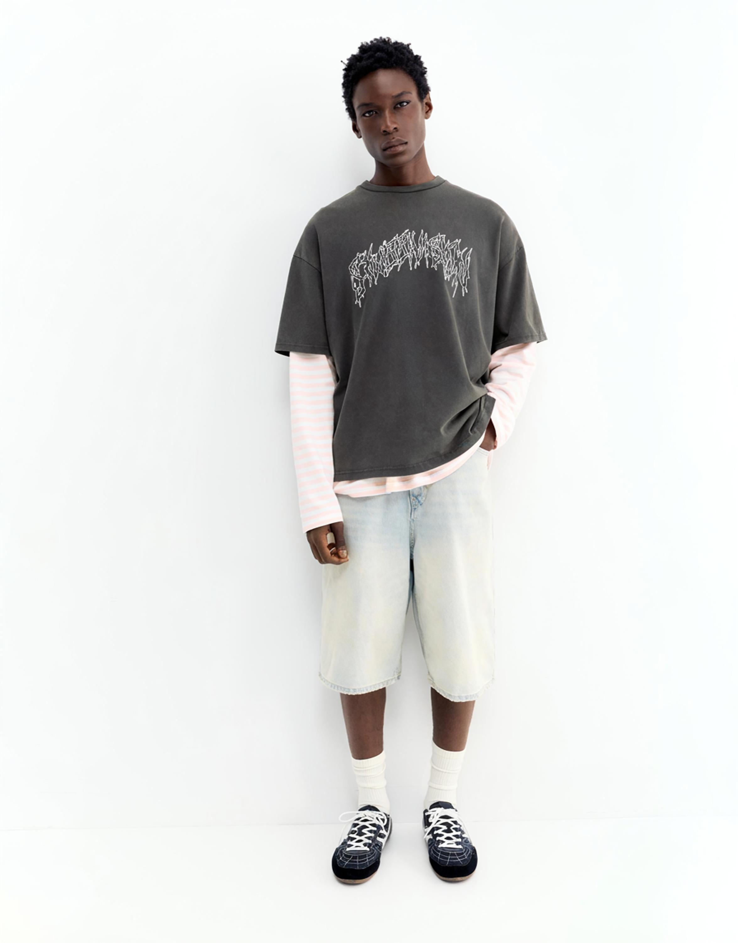 Acid wash STWD T-shirt — Black