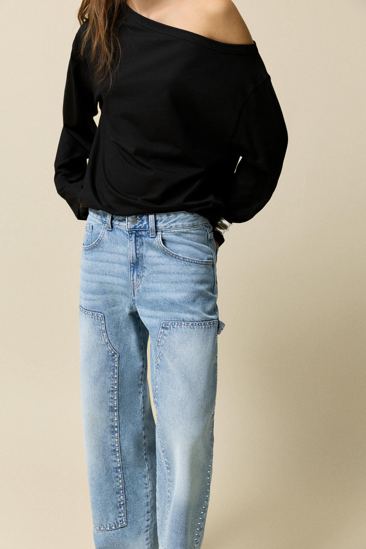 Studded baggy jeans — Pale blue