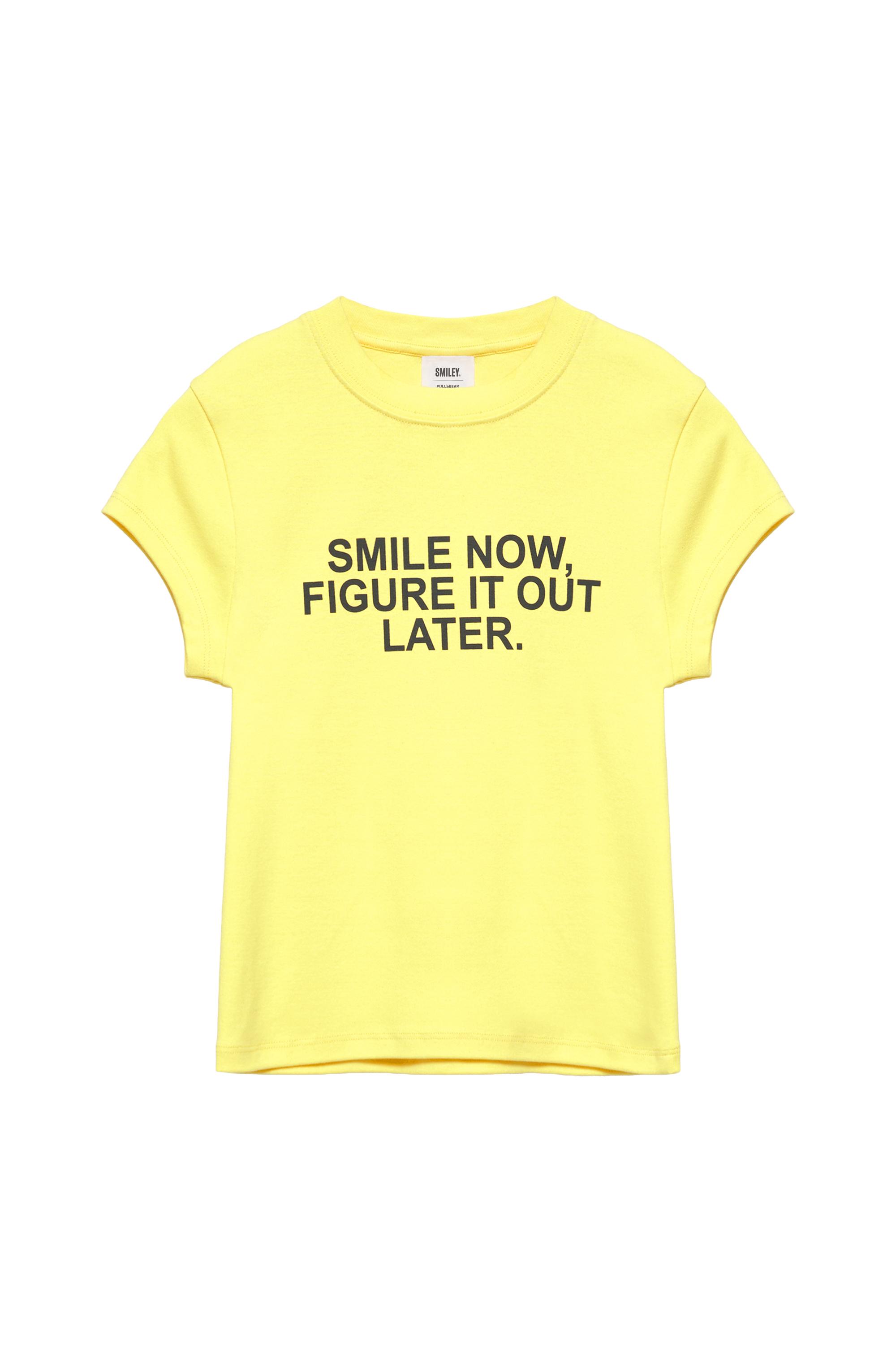 Pull&Bear Smiley yazılı tişört görsel 3