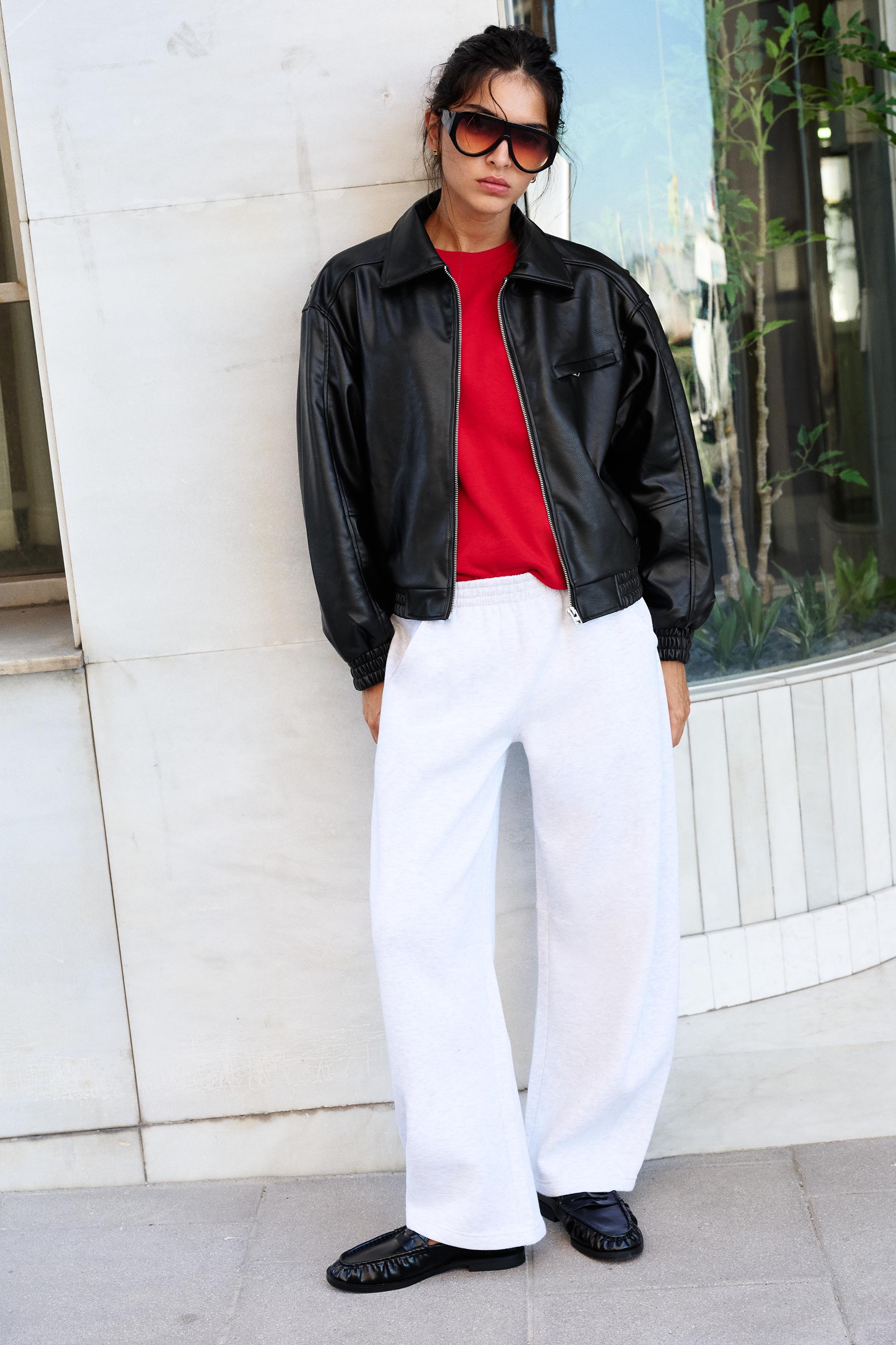 Leather effect dad jacket — Black