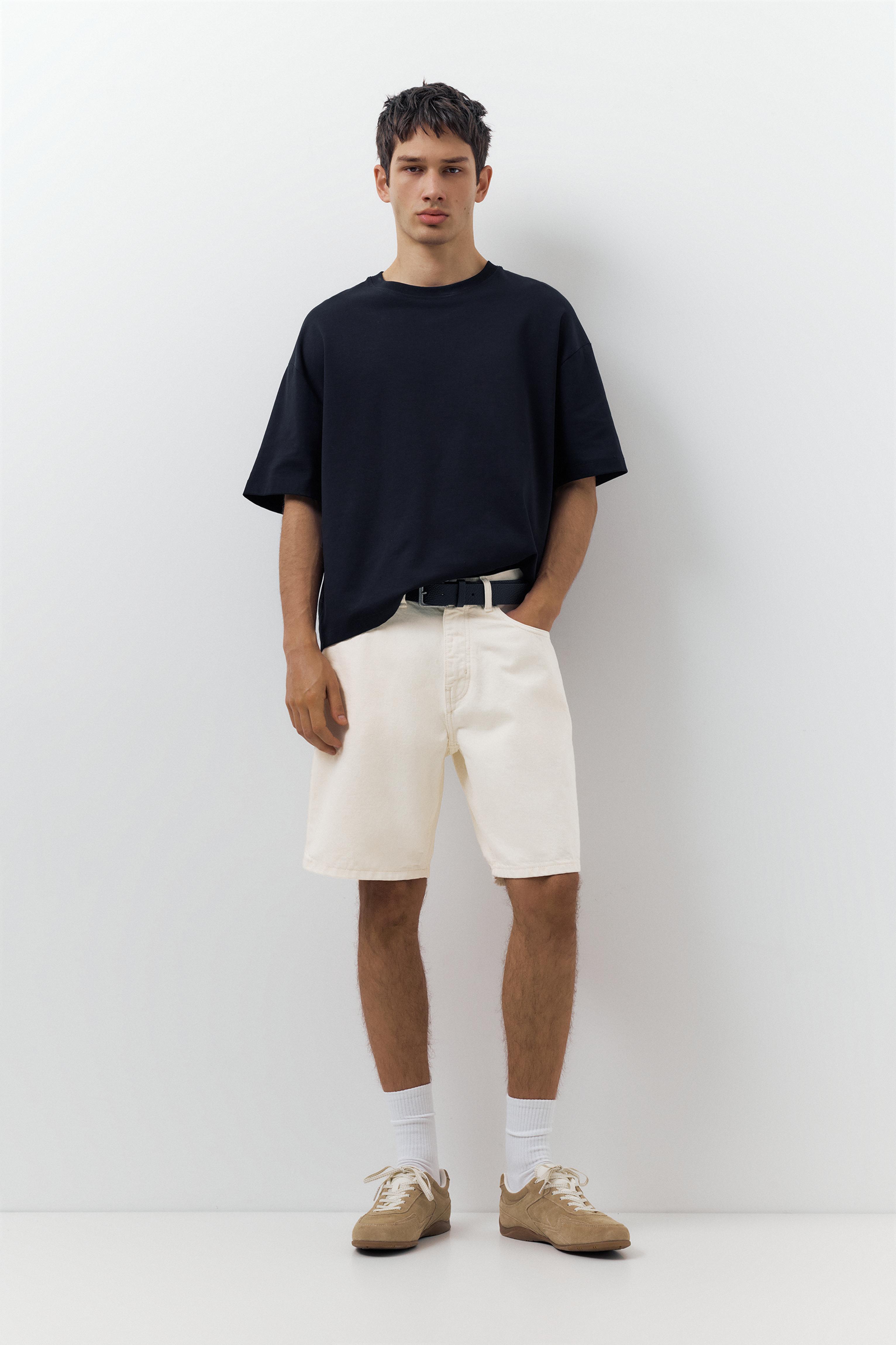 Standart kesim distressed denim bermuda - Görsel 14