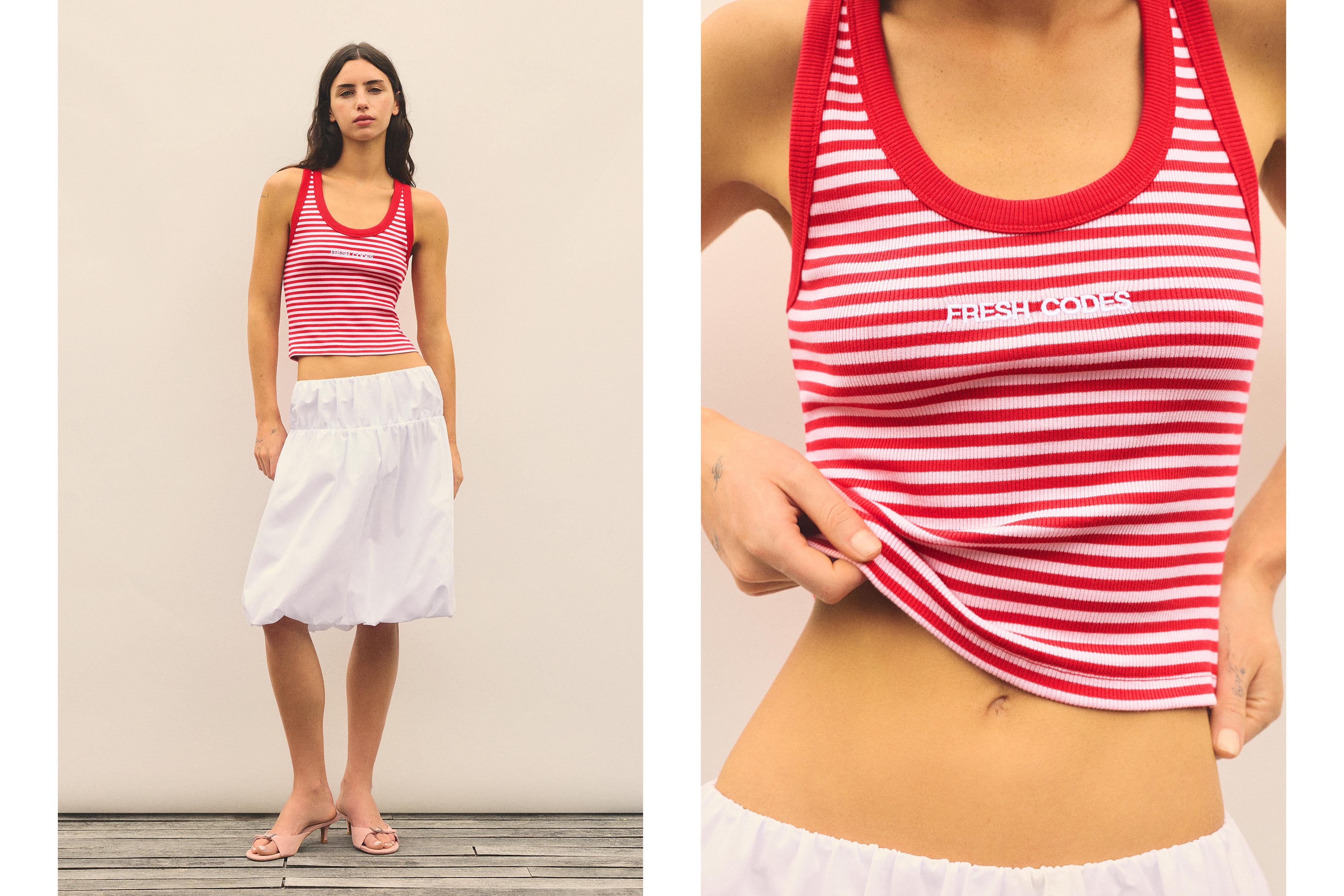 Striped tank top — Pale pink