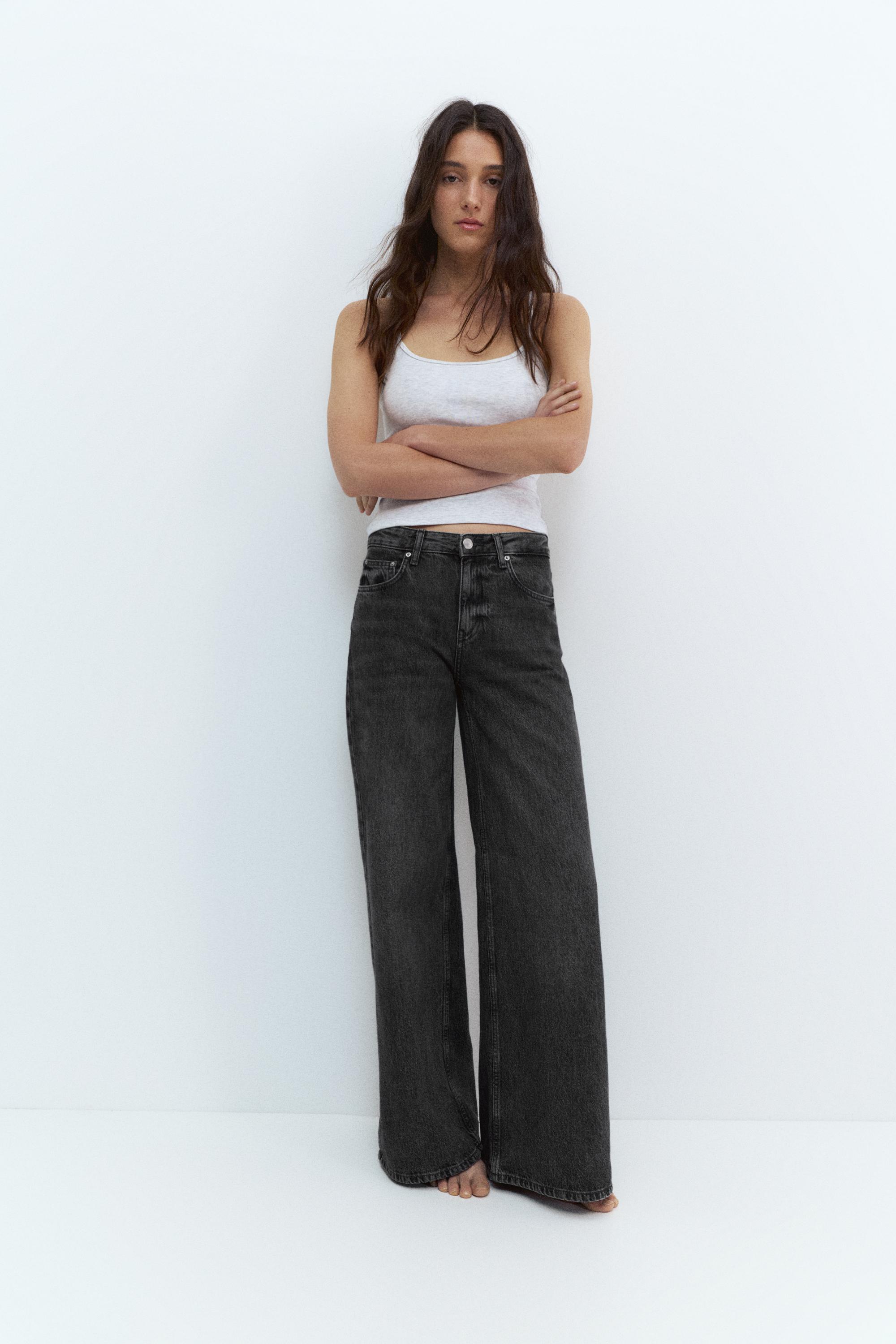 Jeans A Gamba Larga A Vita Bassa