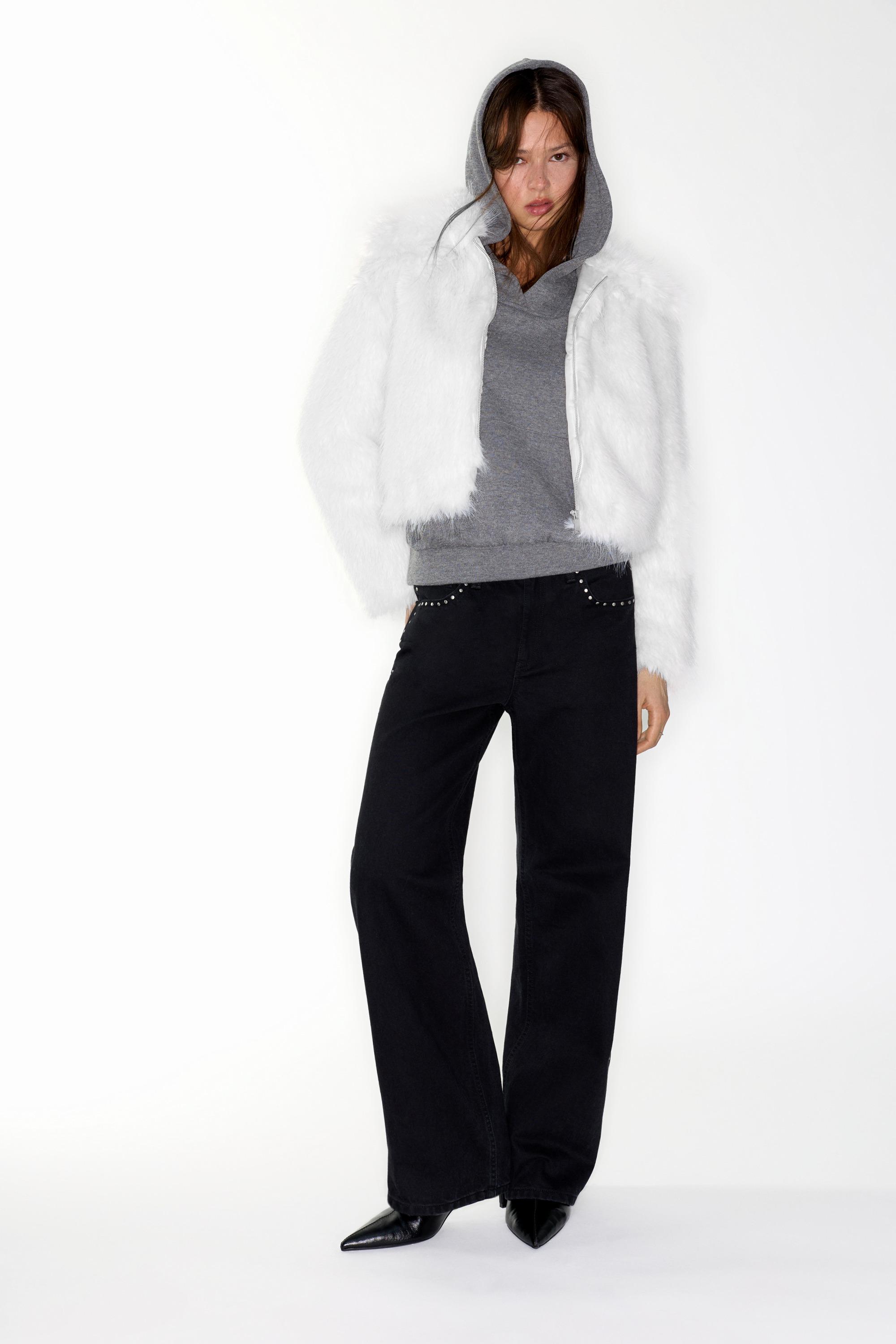 Beyaz suni kürk ceket - Görsel 31