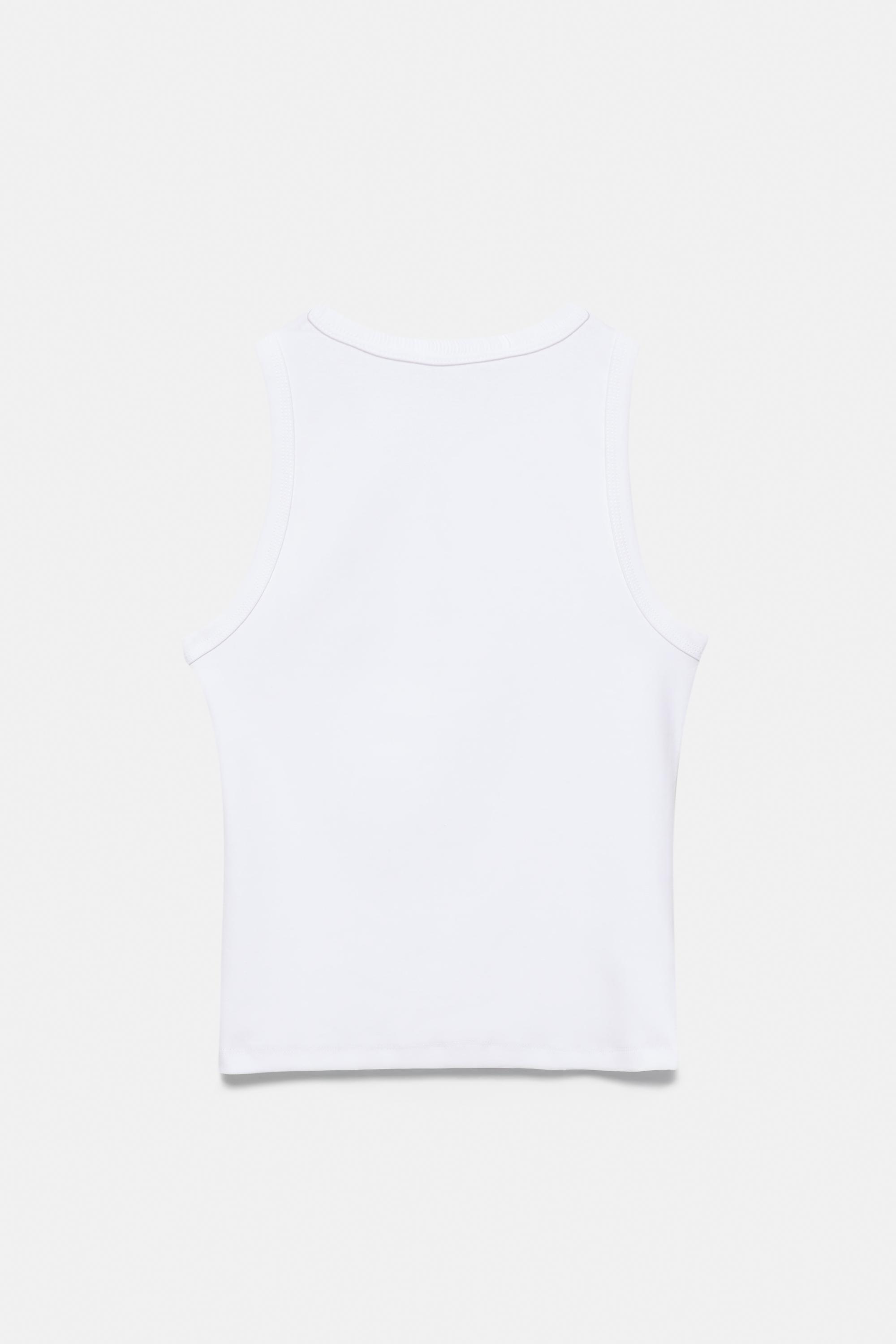 Round neck tank top — White