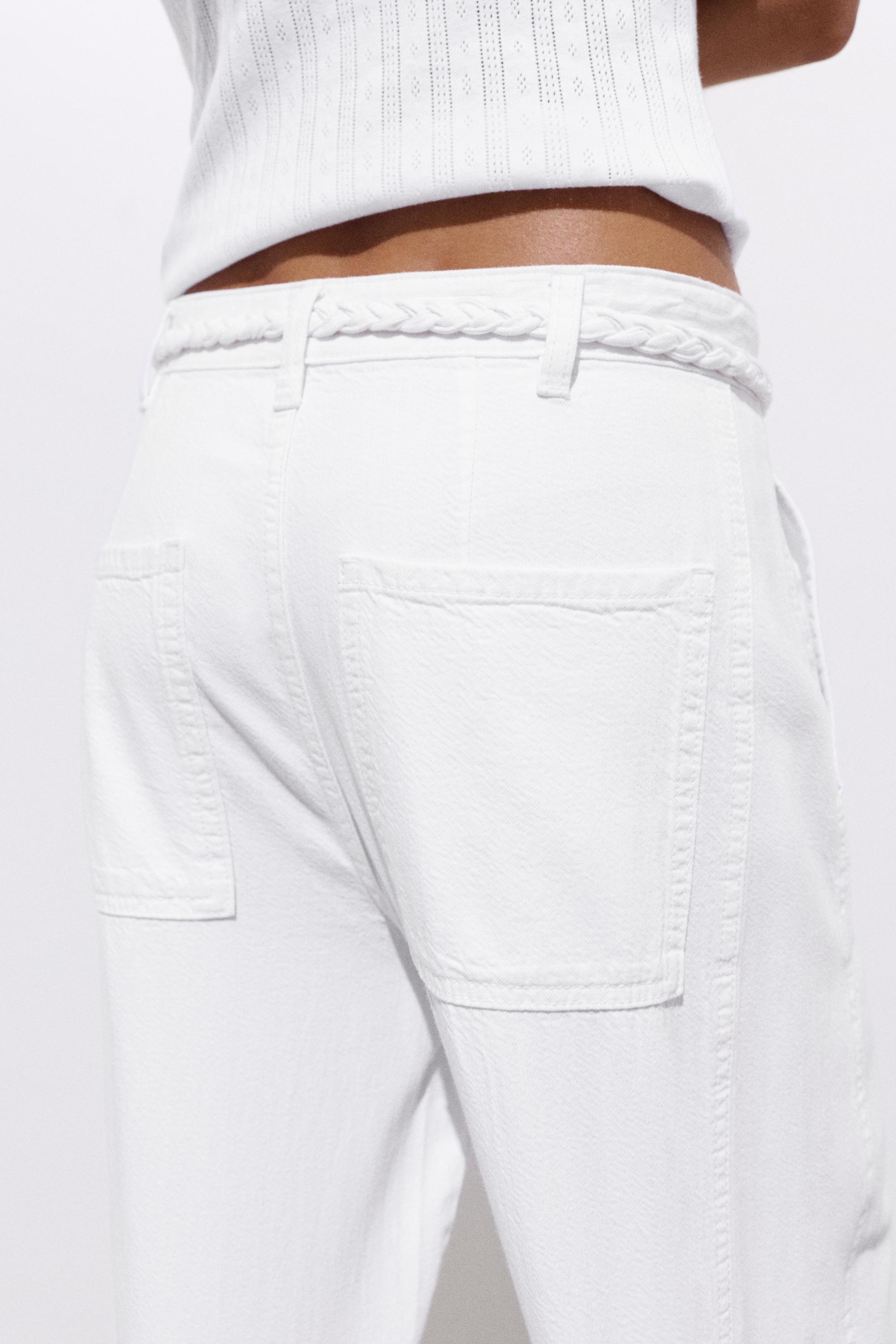Balloon jeans with drawstring — White