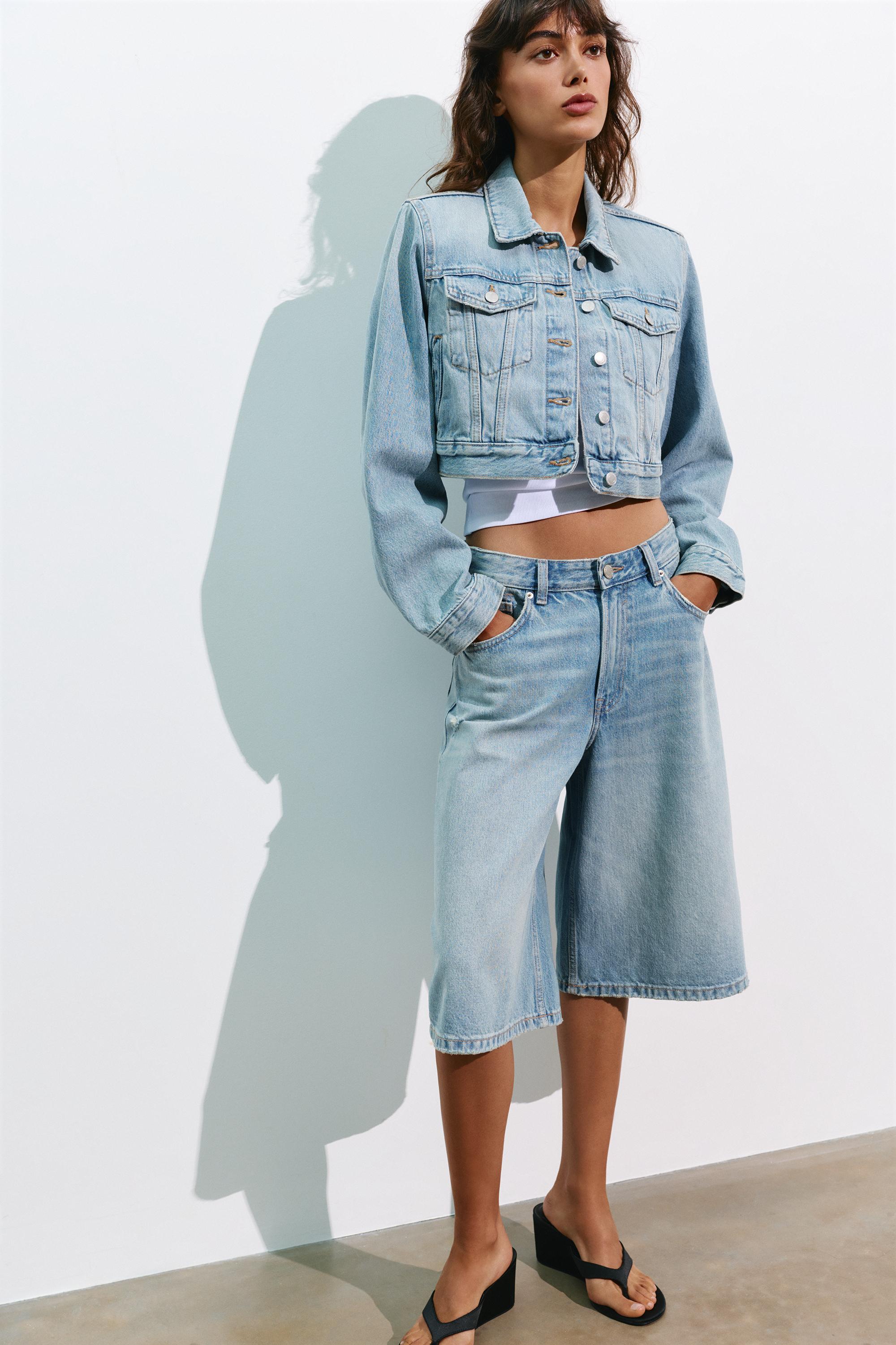 Cropped denim jacket — Pale blue