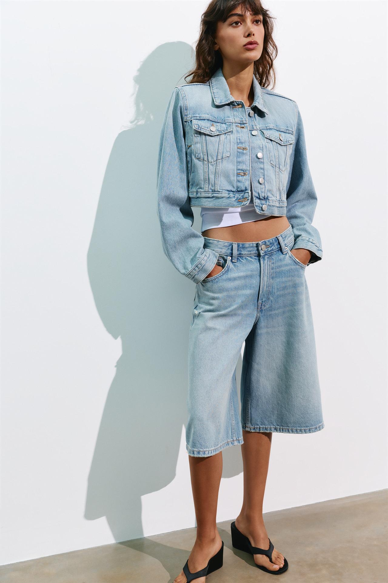 Cropped denim jacket — Pale blue
