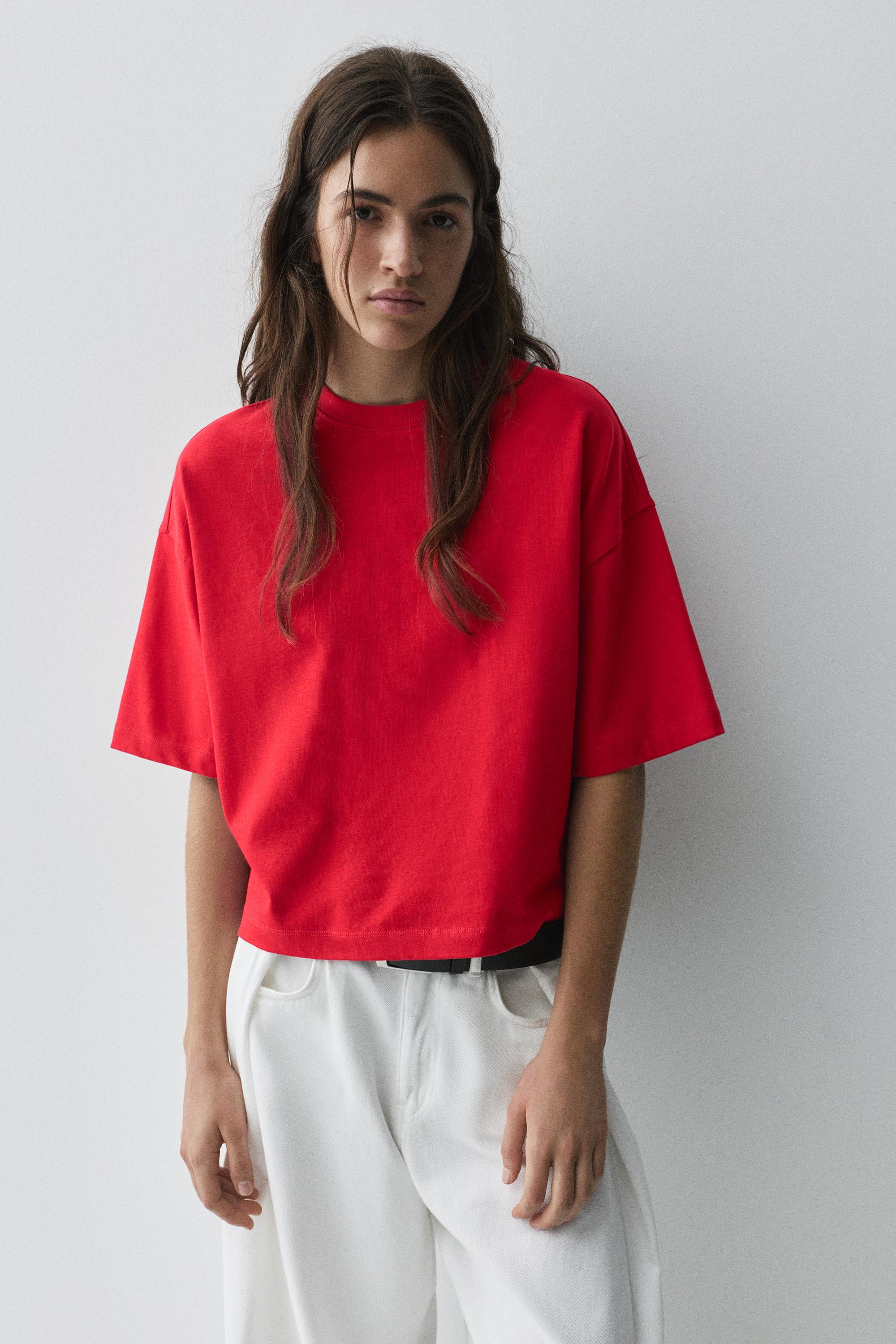 Boxy fit short sleeve T-shirt — Red